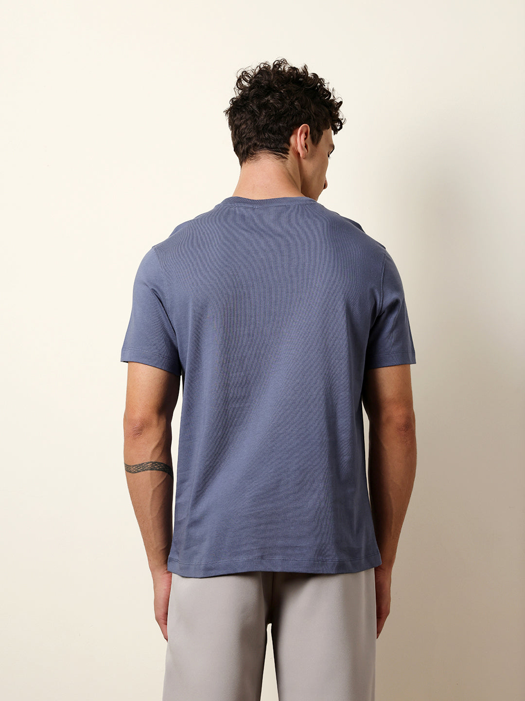 Men Blue Half Sleeve Regular T-Shirt