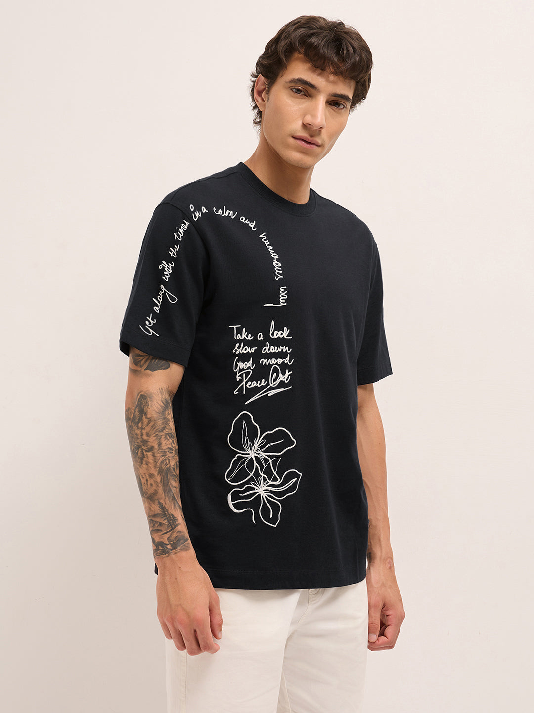 Men Pure Cotton Graphic Printed T-Shirt