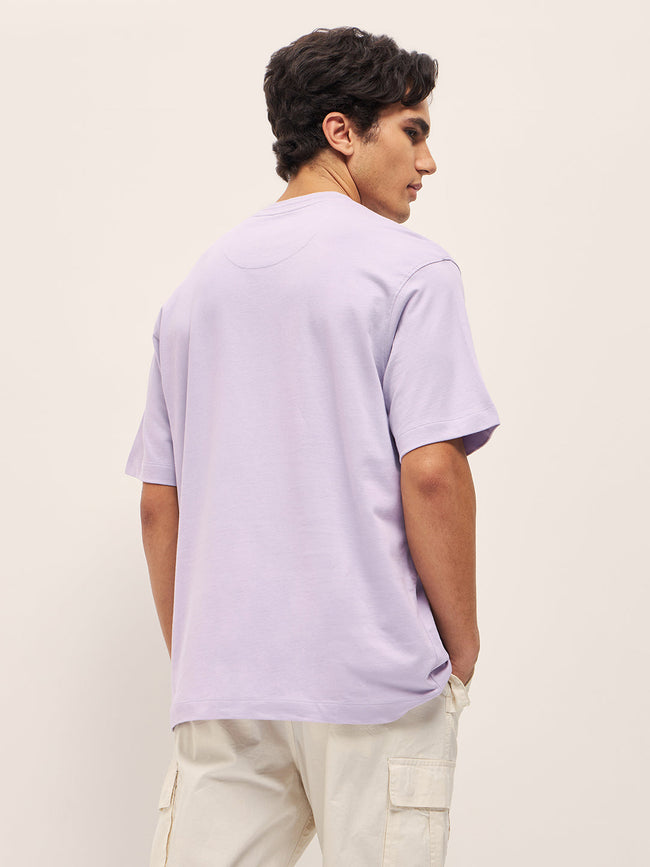Men Purple 3D graphic Design Crew Neck Oversize T-Shirt