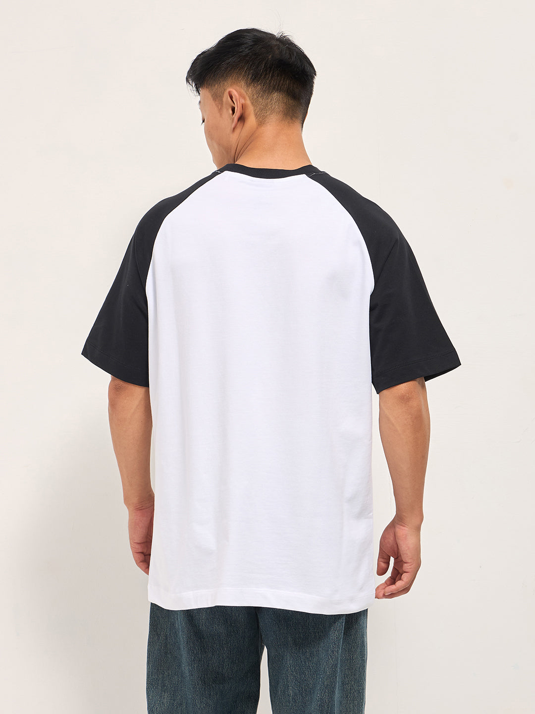 Men White Oversized Crew Neck T-Shirt