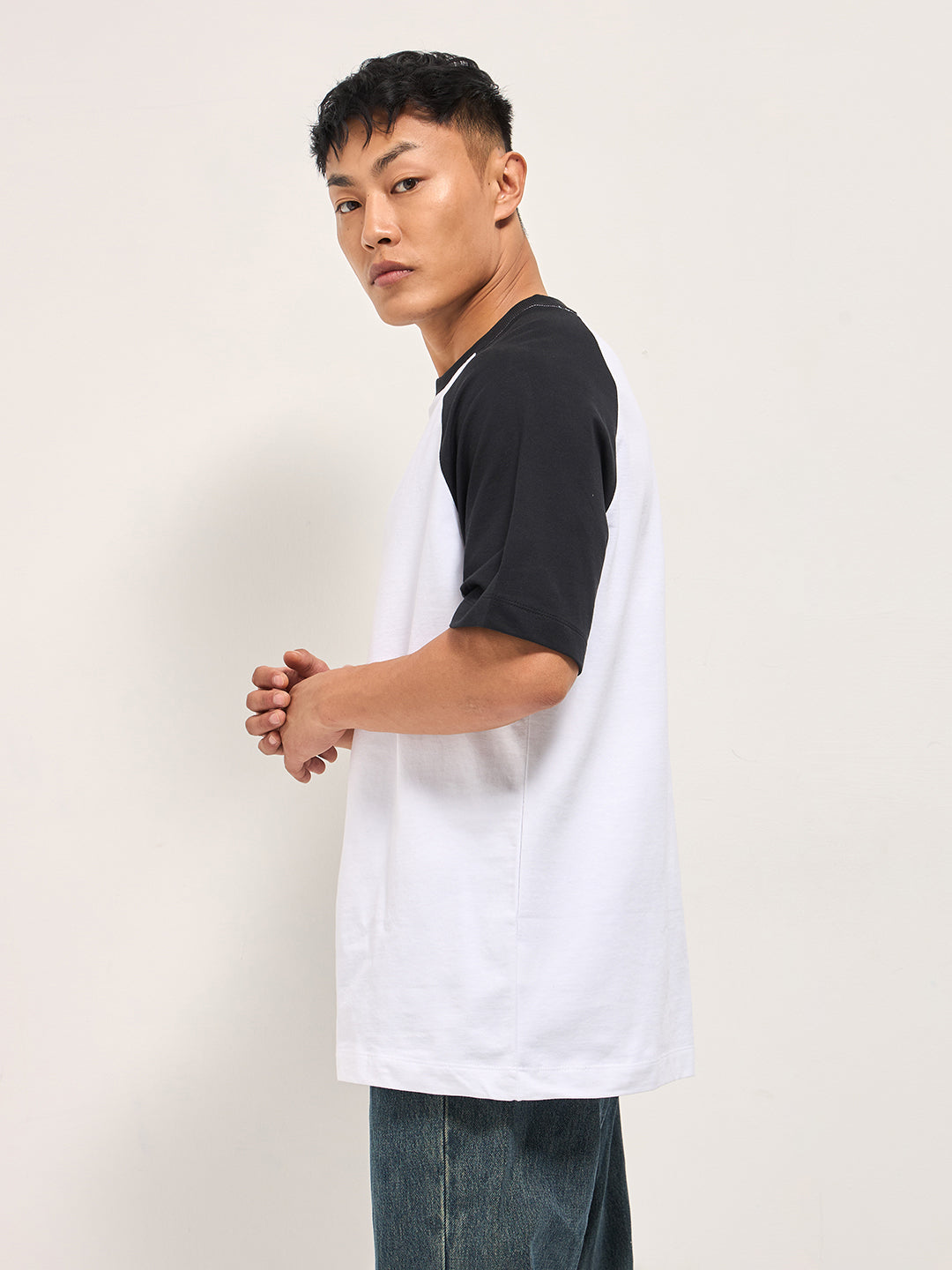 Men White Oversized Crew Neck T-Shirt