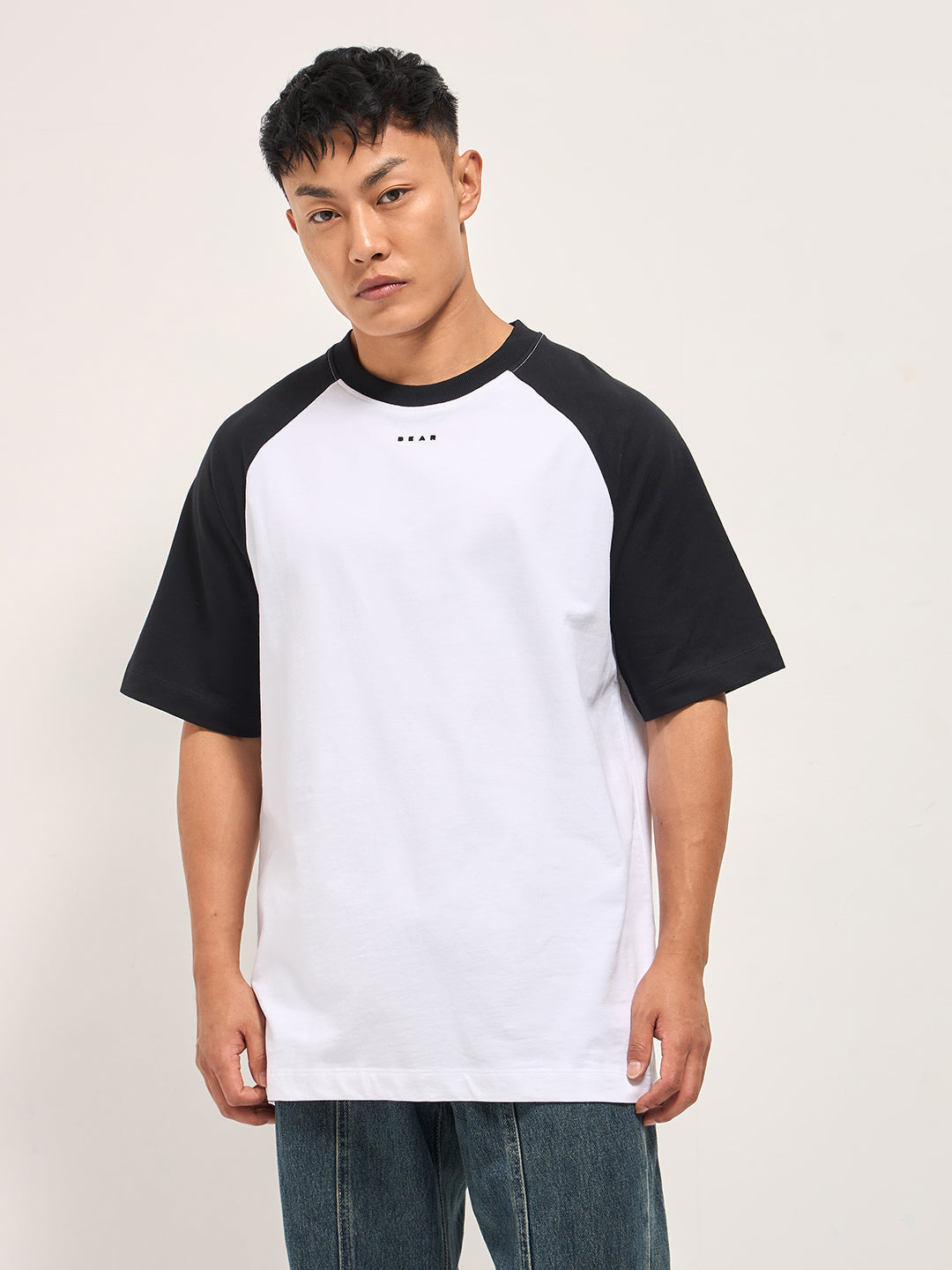 Men White Oversized Crew Neck T-Shirt