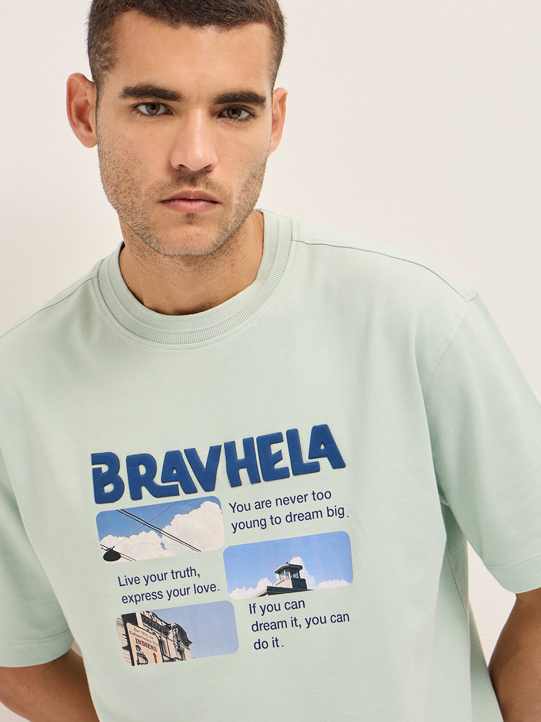 Men Mint Green Graphic Print