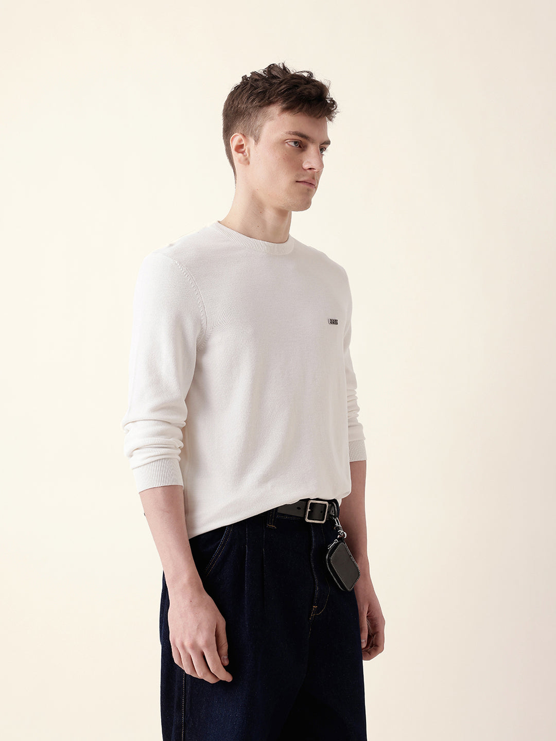 Men White Full Sleeve Regular T-Shirt