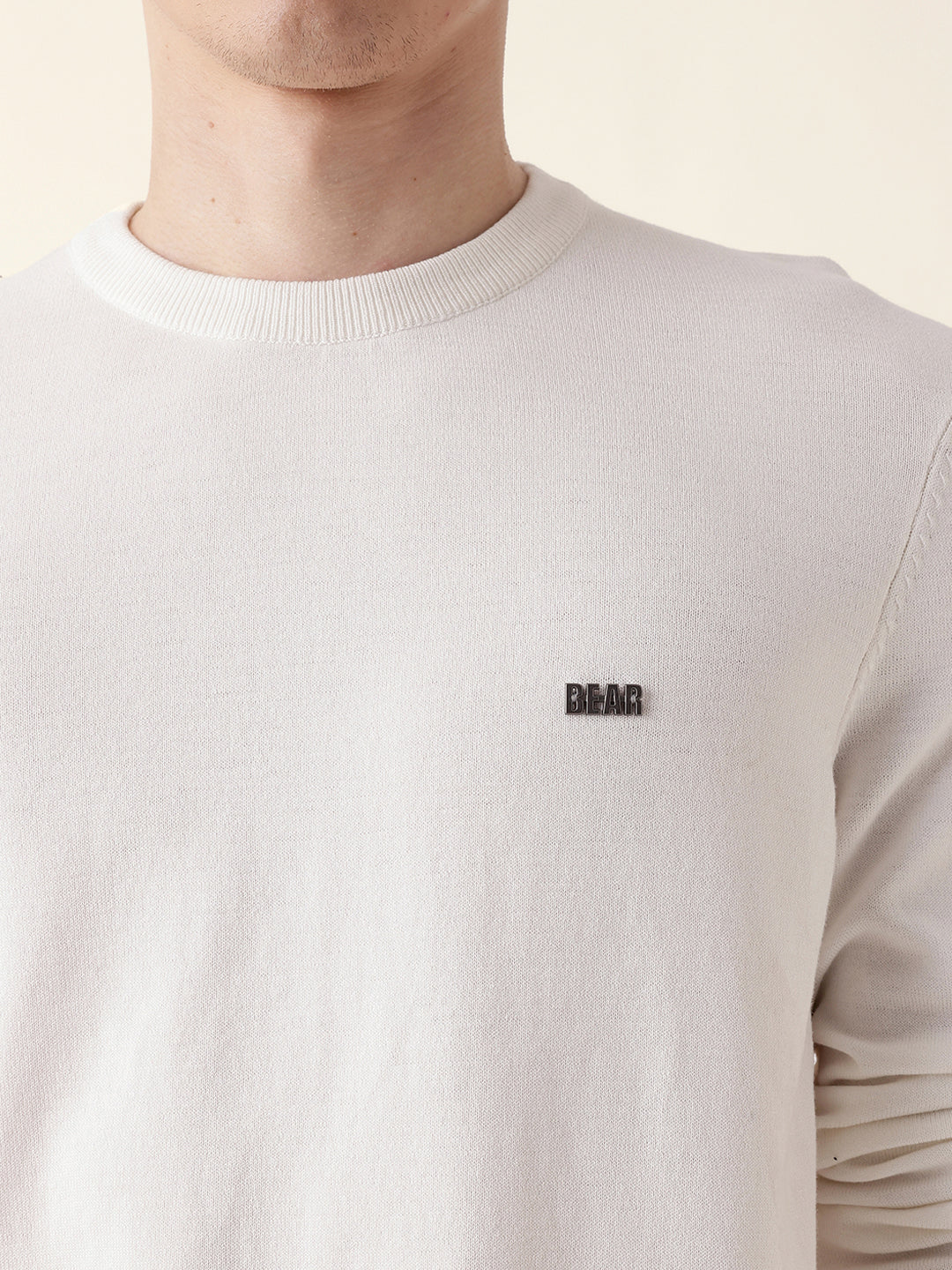 Men White Full Sleeve Regular T-Shirt