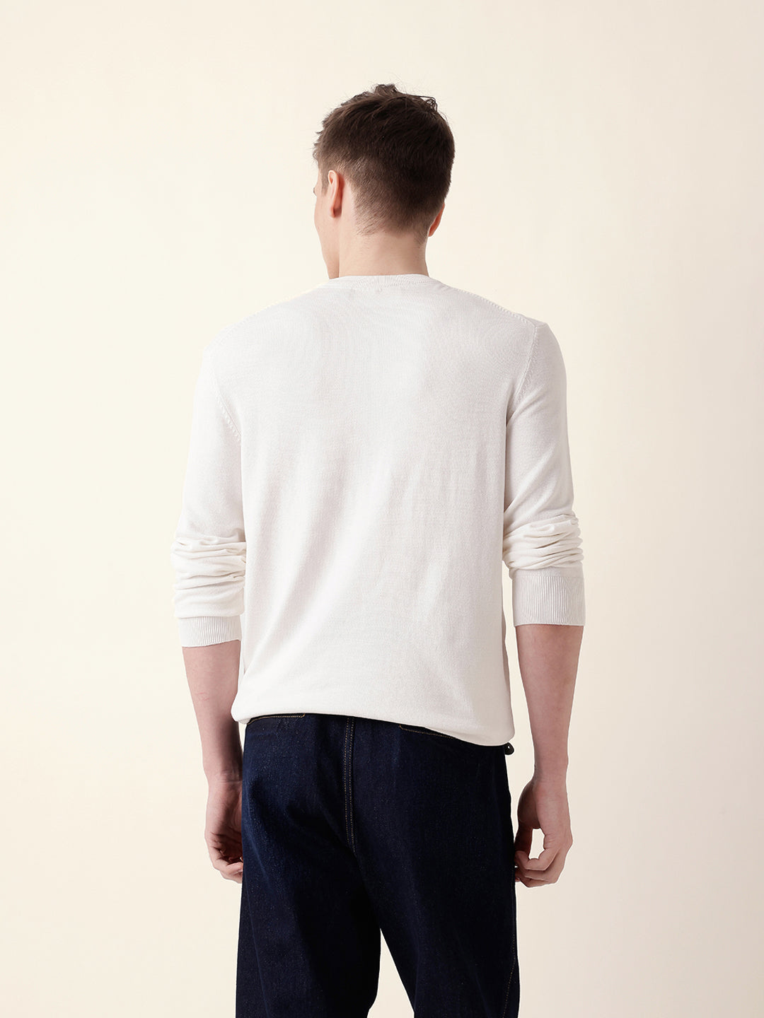 Men White Full Sleeve Regular T-Shirt