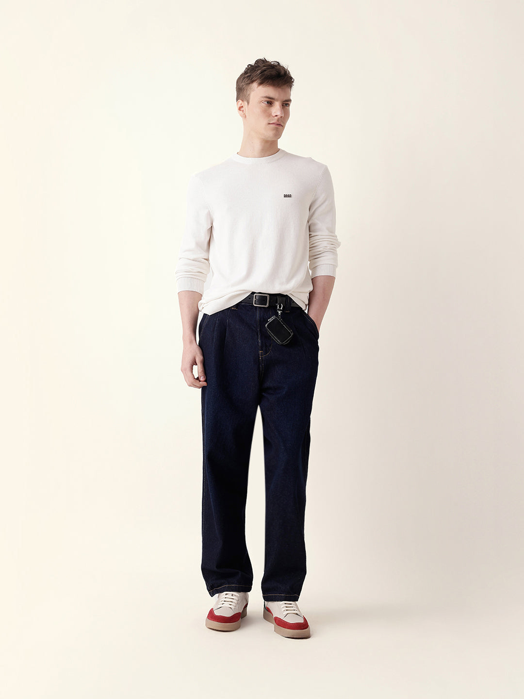 Men White Full Sleeve Regular T-Shirt