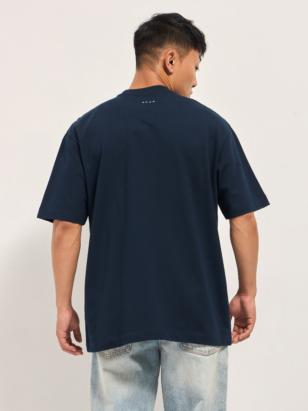 Men Navy Blue Oversized T-Shirt
