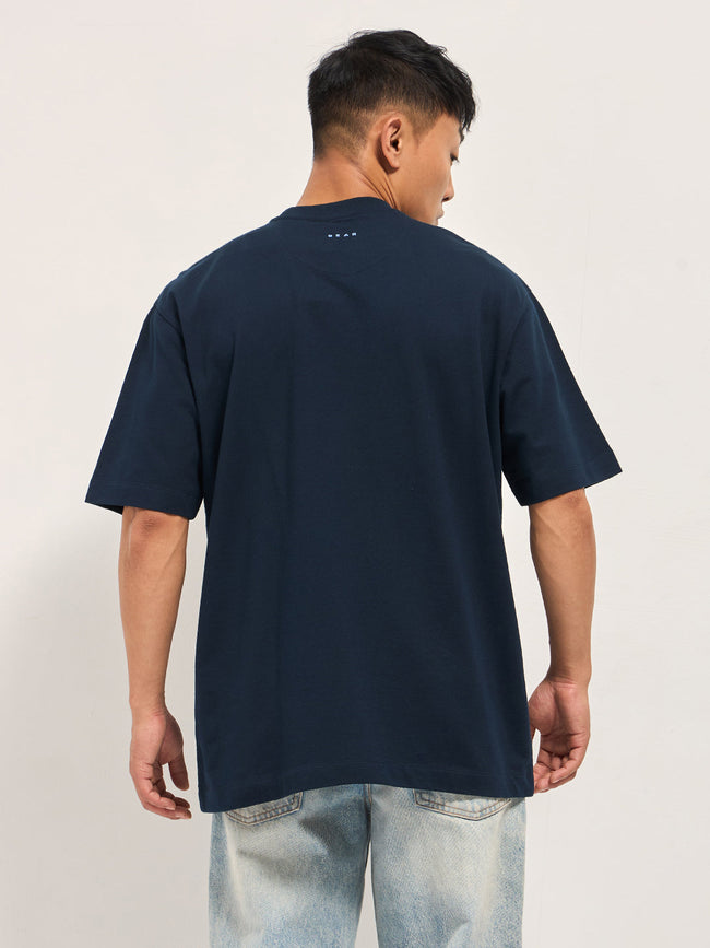 Men Navy Blue Oversized T-Shirt