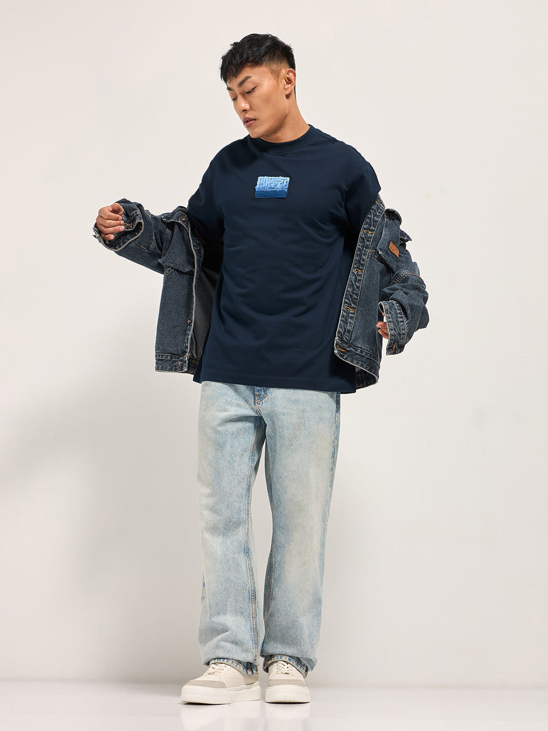 Men Navy Blue Oversized T-Shirt