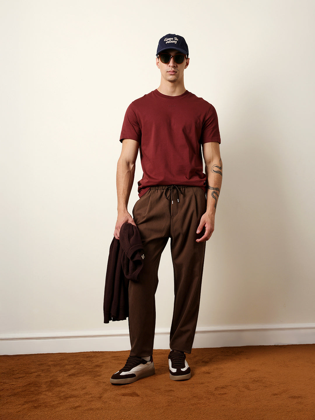 Men Maroon Half Sleeve Regular T-Shirt