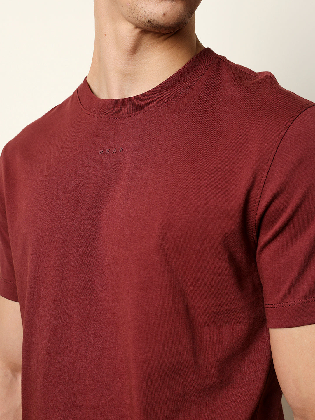 Men Maroon Half Sleeve Regular T-Shirt