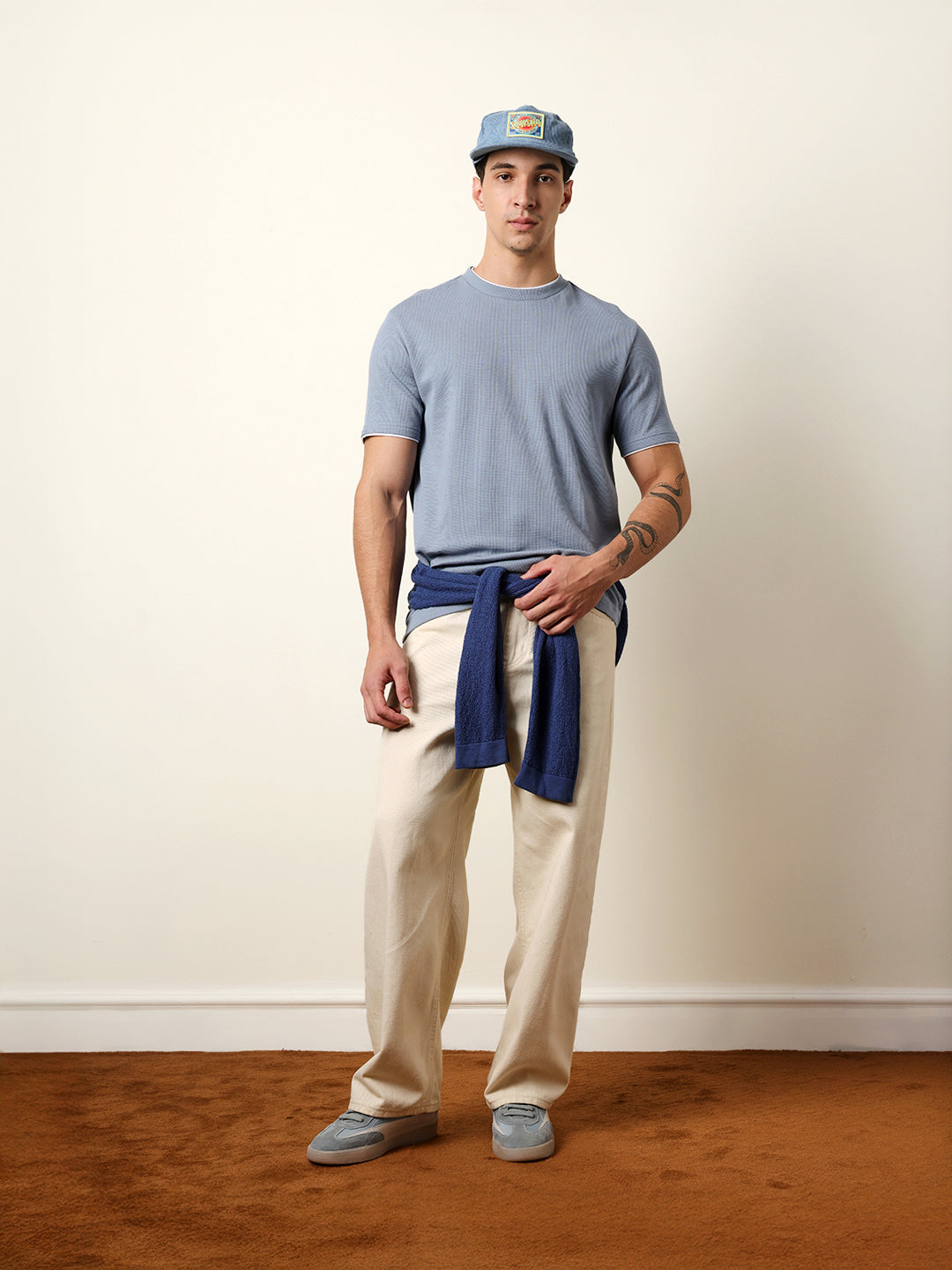 Men Blue Half Sleeve Regular T-Shirt