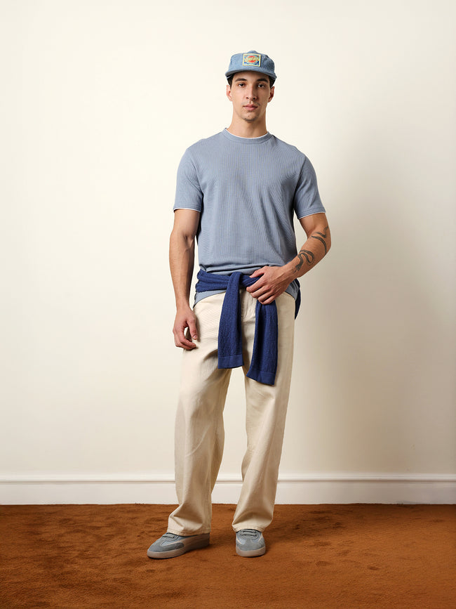 Men Blue Half Sleeve Regular T-Shirt