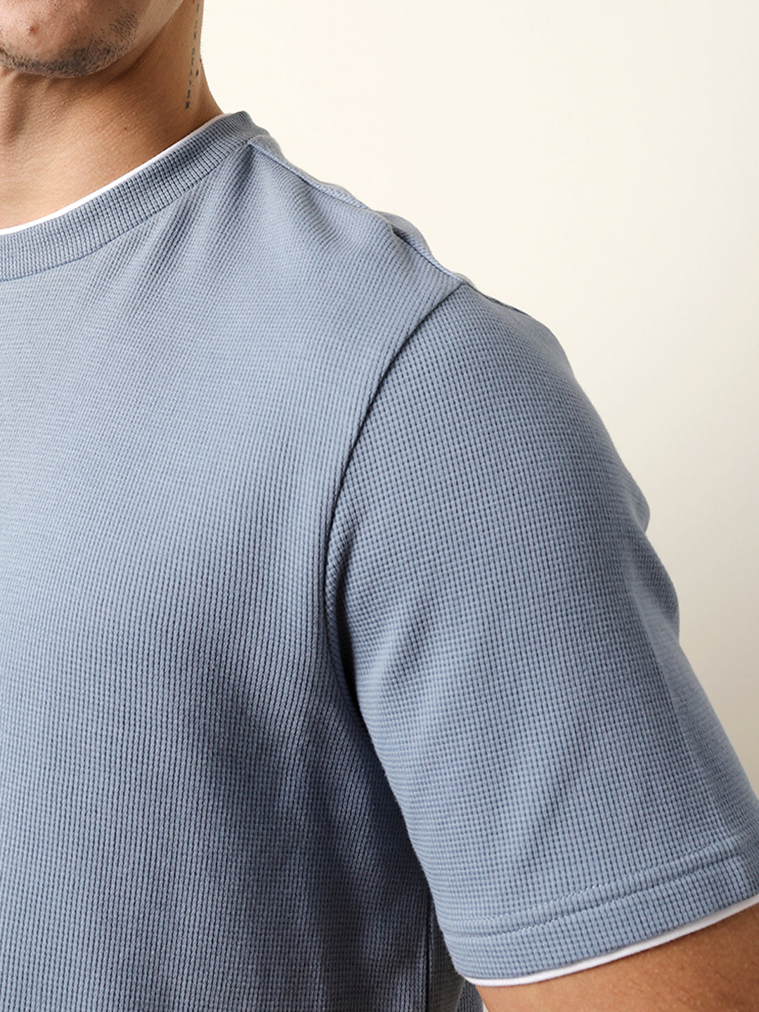 Men Blue Half Sleeve Regular T-Shirt