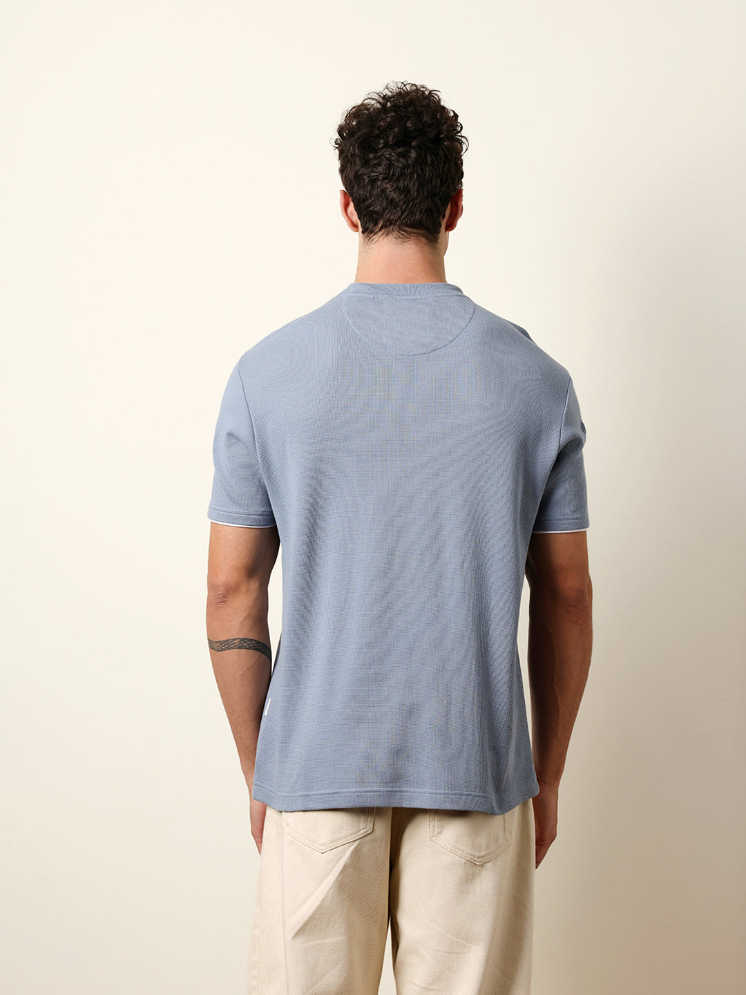 Men Blue Half Sleeve Regular T-Shirt