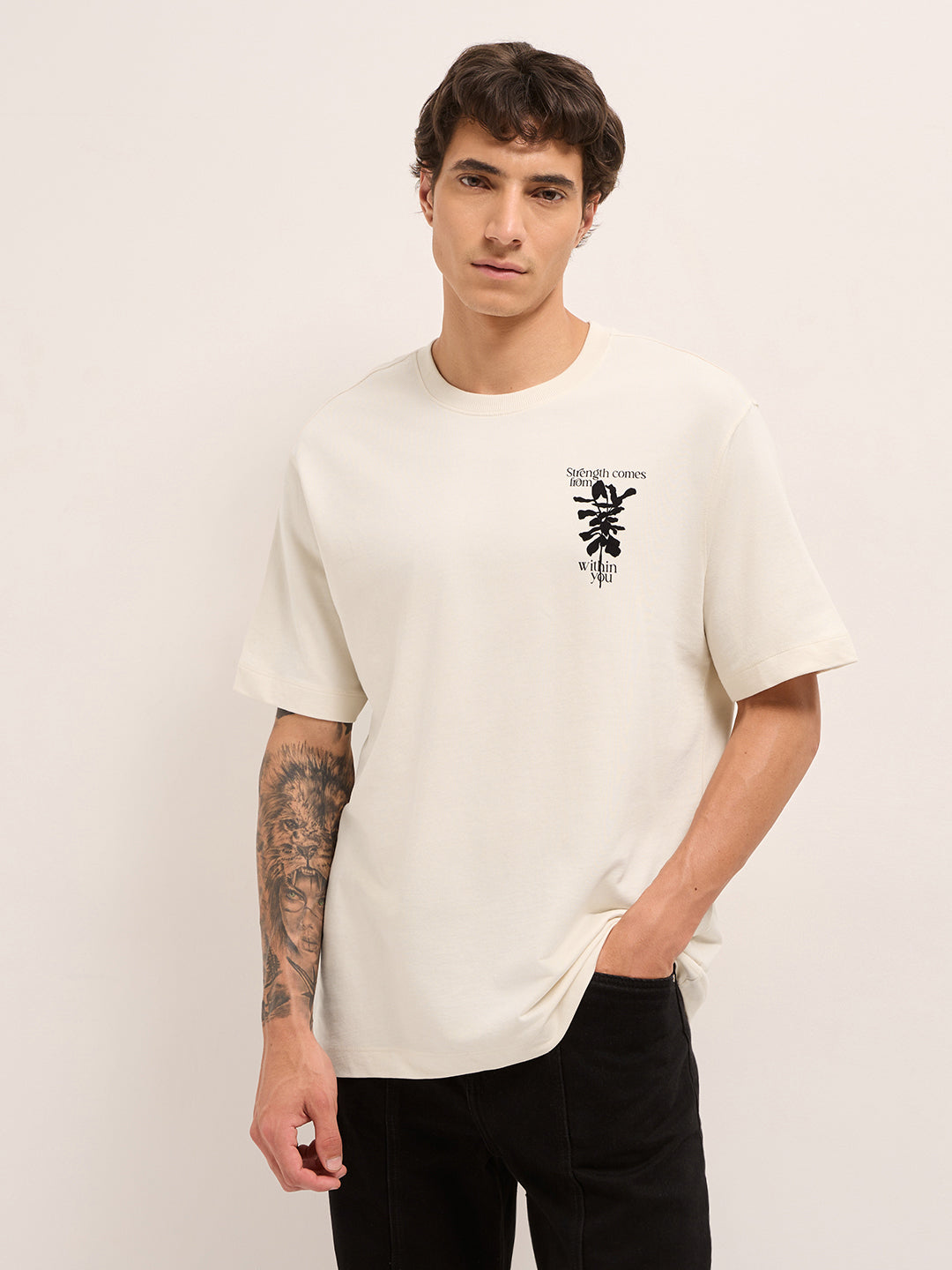 Men Pure Cotton Graphic Printed T-Shirt