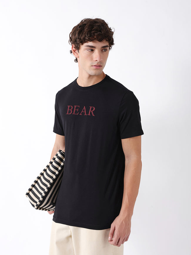Men Black Graphic Cotton T-Shirt
