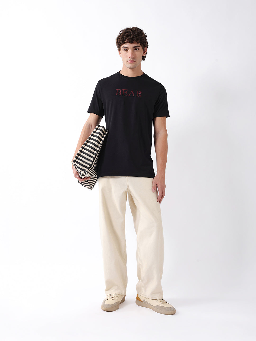 Men Black Graphic Cotton T-Shirt