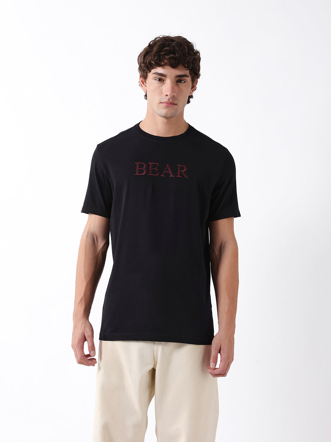 Men Black Graphic Cotton T-Shirt
