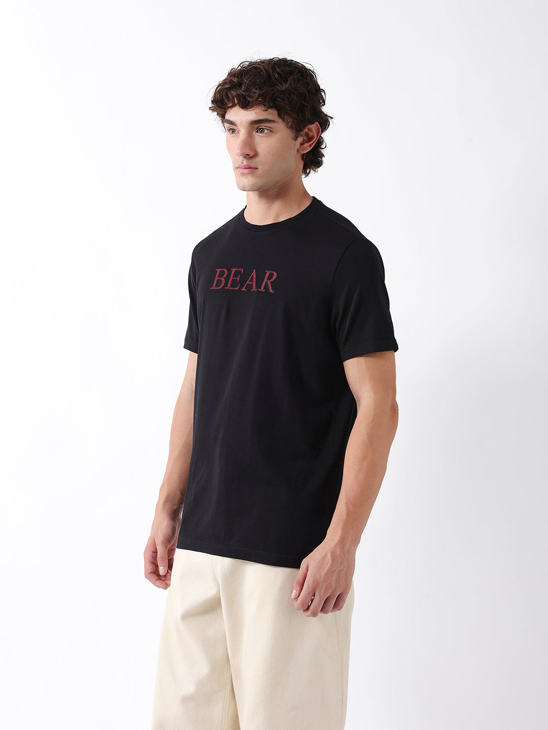 Men Black Graphic Cotton T-Shirt