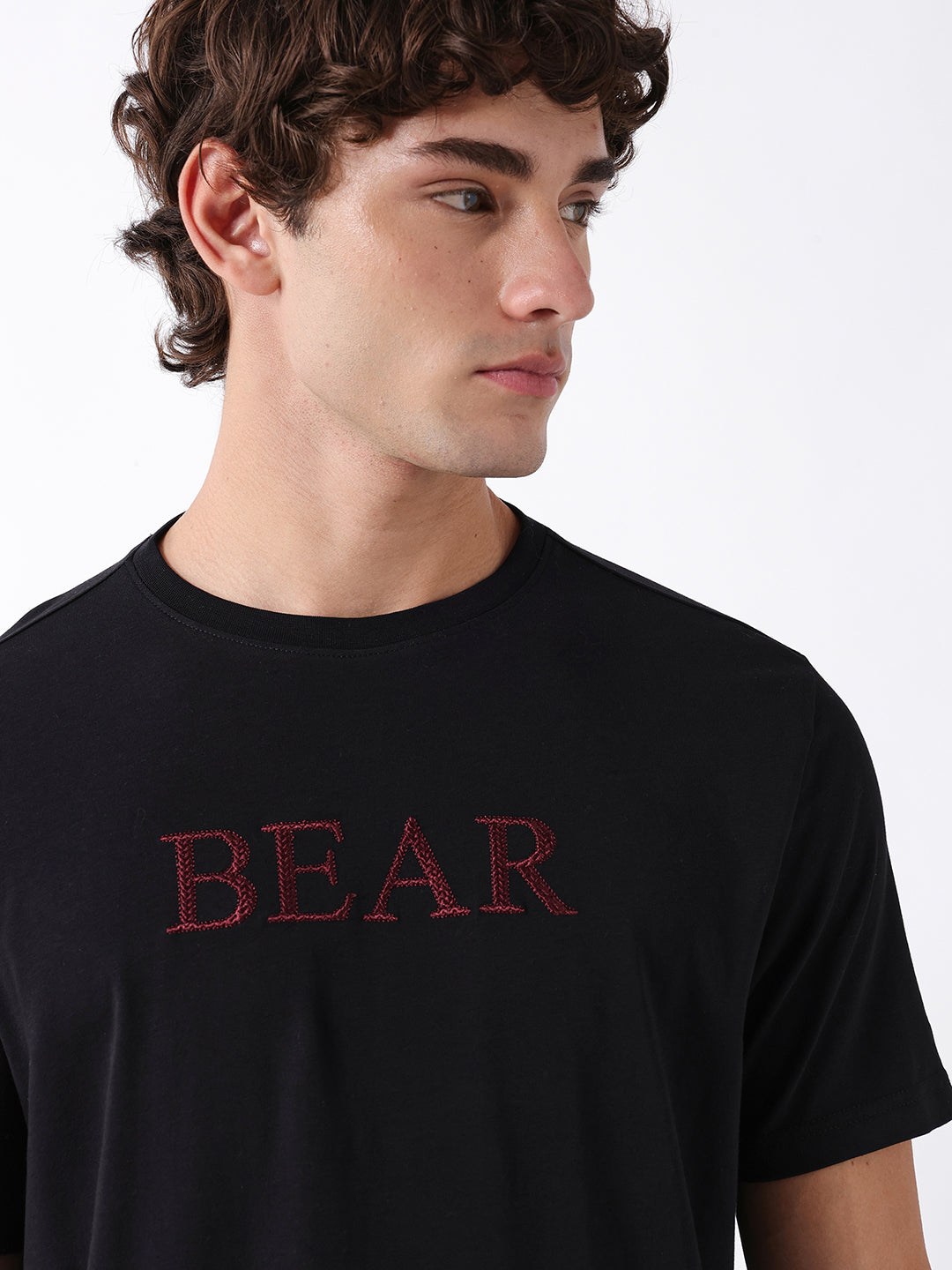 Men Black Graphic Cotton T-Shirt