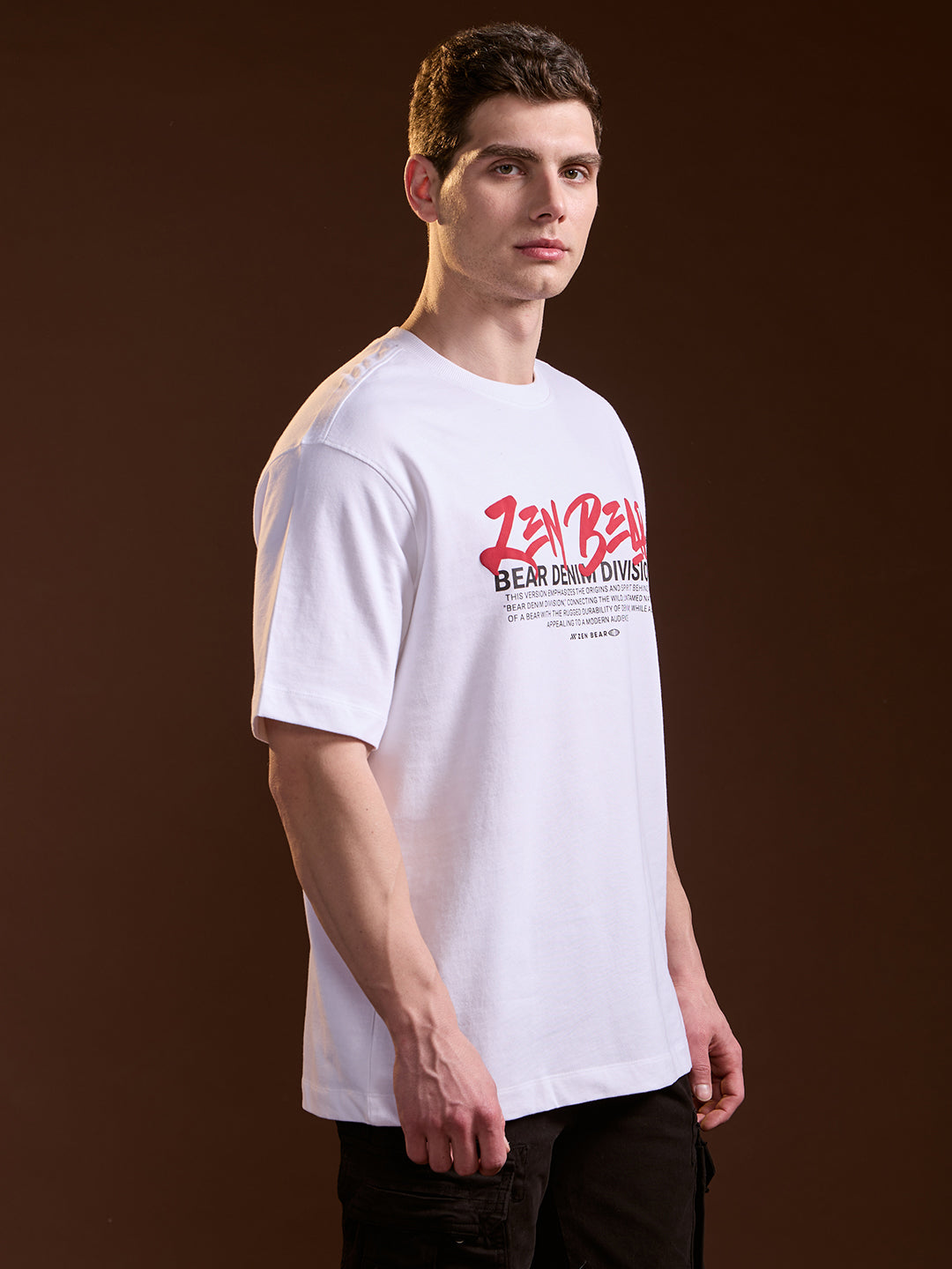 Men White Oversize Graphic Print Crew Neck T-shirt