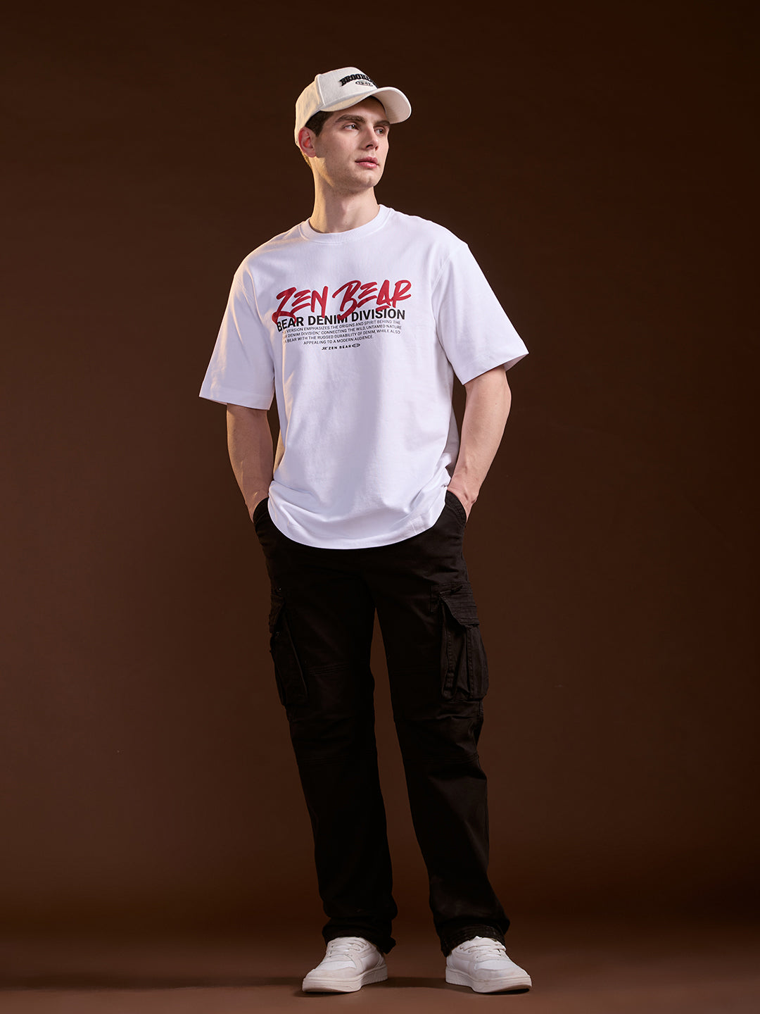 Men White Oversize Graphic Print Crew Neck T-shirt