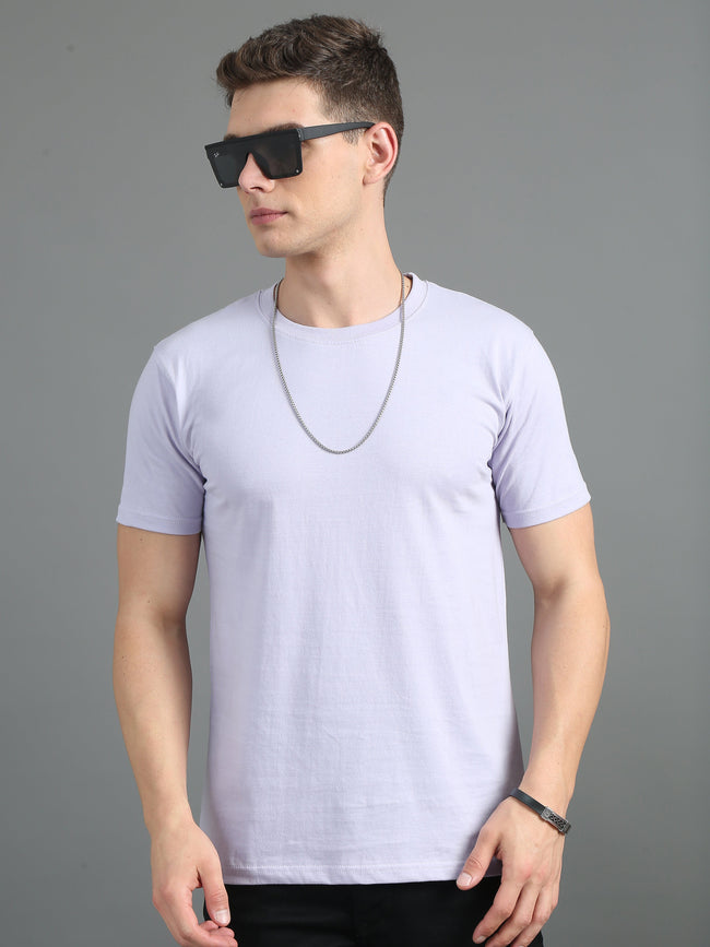 Men Plain Lavender T-Shirt