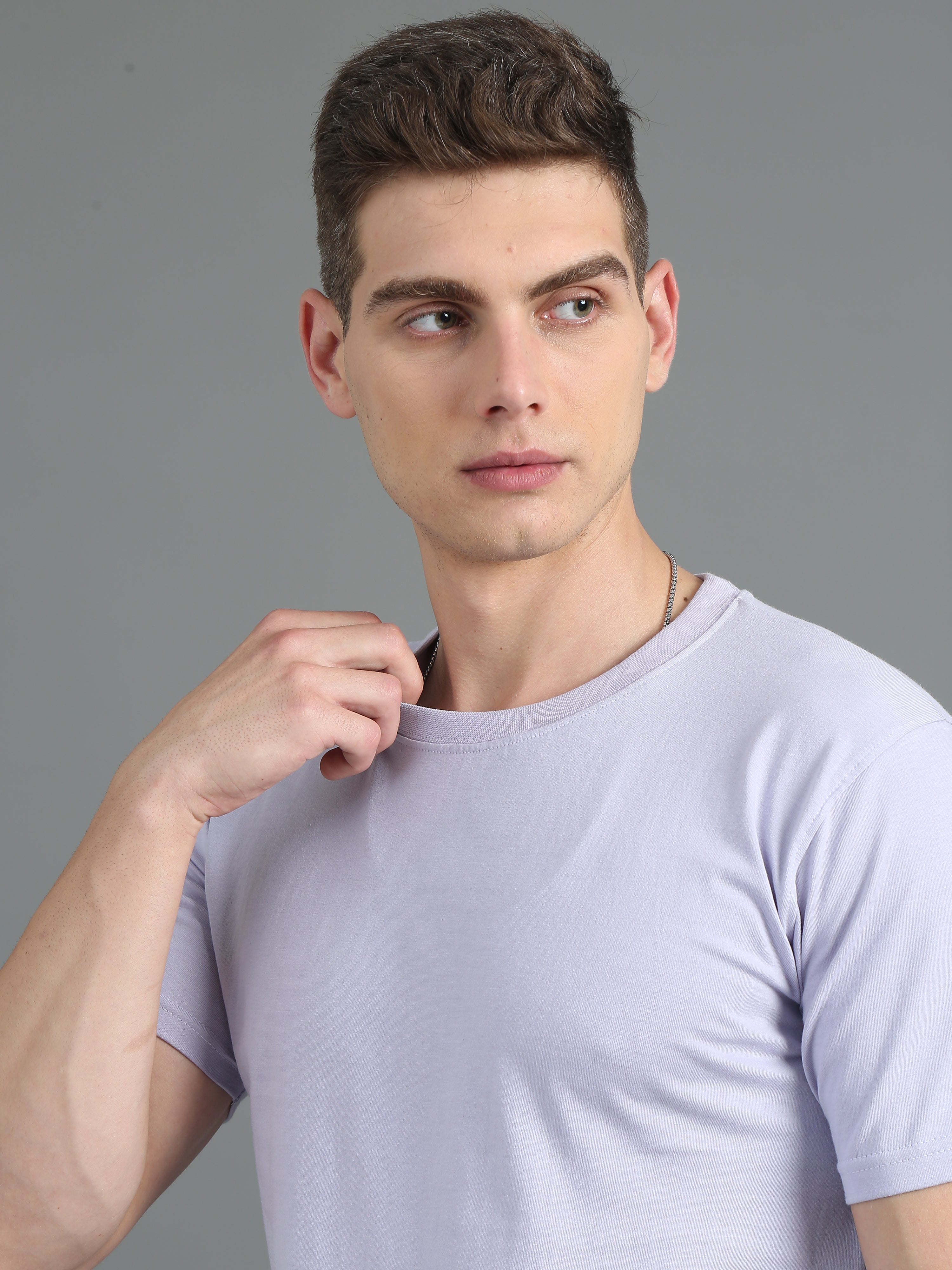 Men Plain Lavender T-Shirt