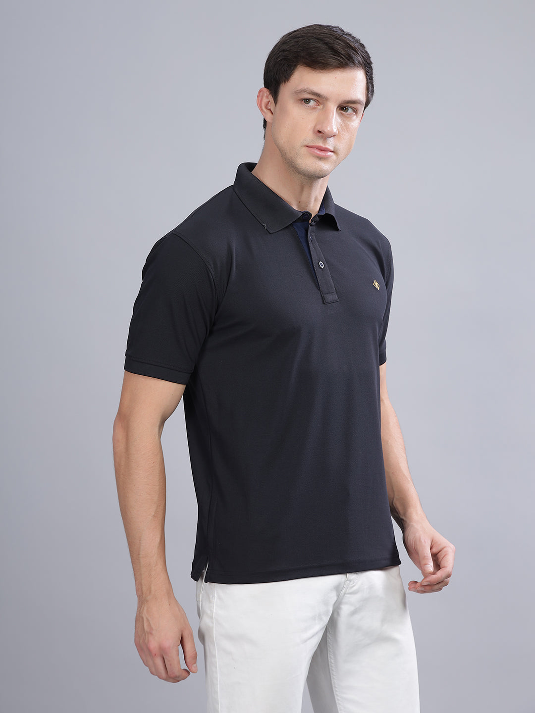 Men Black Dryfit Polo T-Shirt