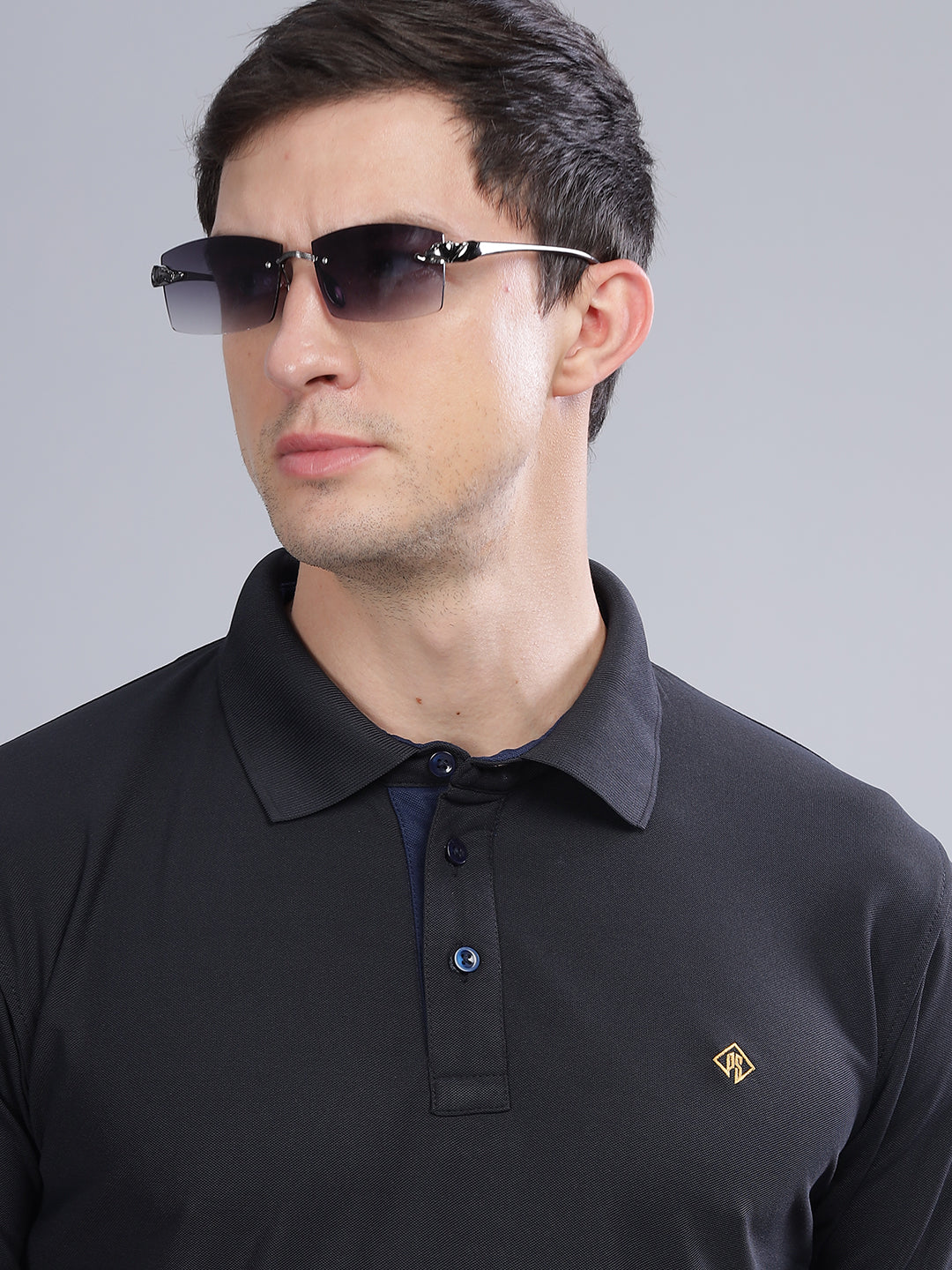 Men Black Dryfit Polo T-Shirt