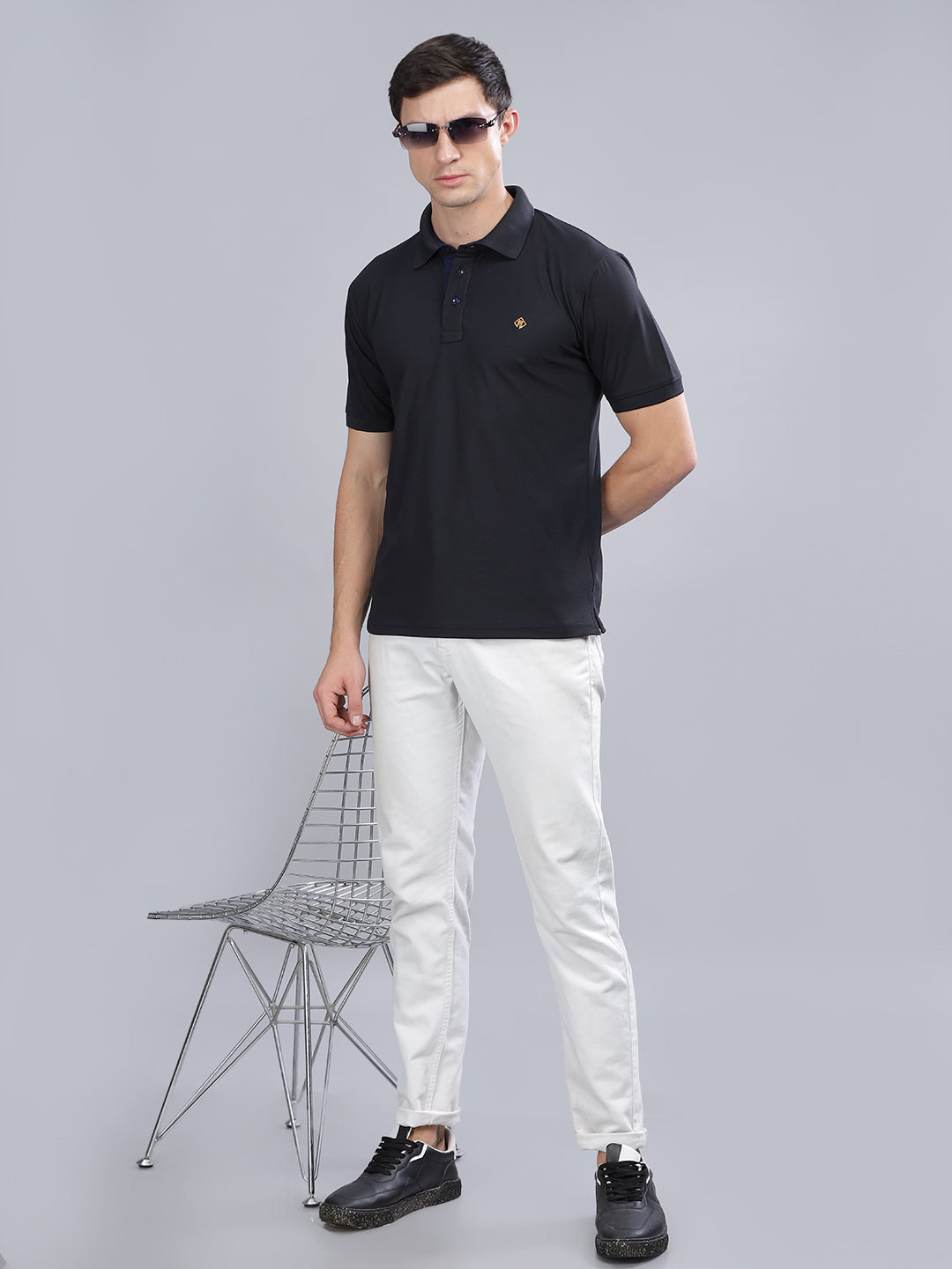 Men Black Dryfit Polo T-Shirt