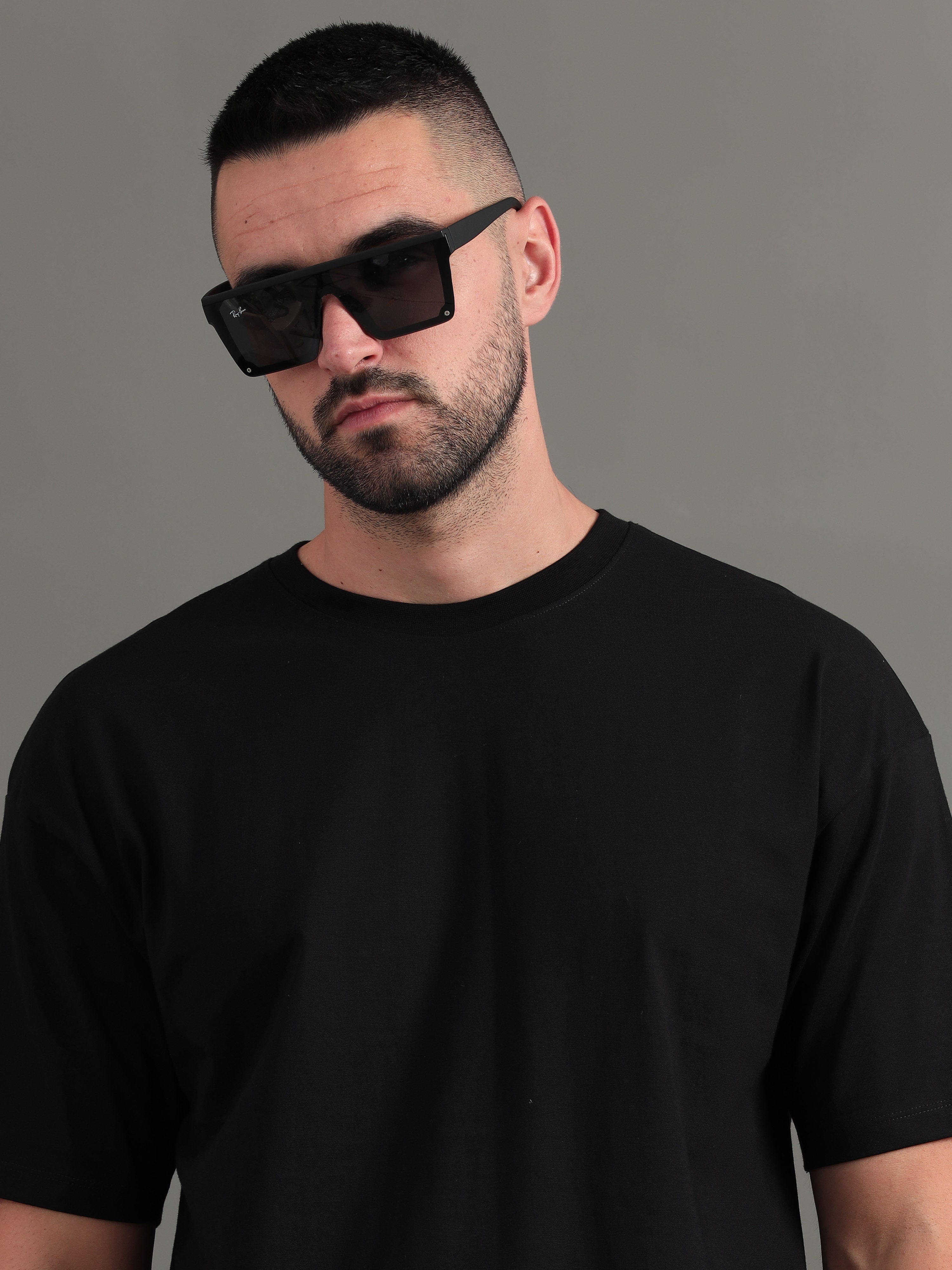 Men Chill and Relax Black Oversized T-Shirt