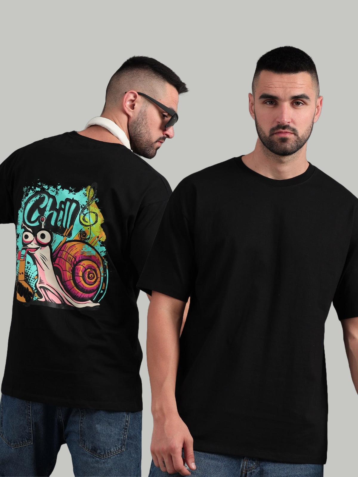 Men Chill and Relax Black Oversized T-Shirt