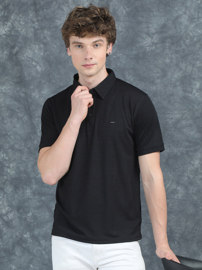Men Cubic Polo Black T-Shirt