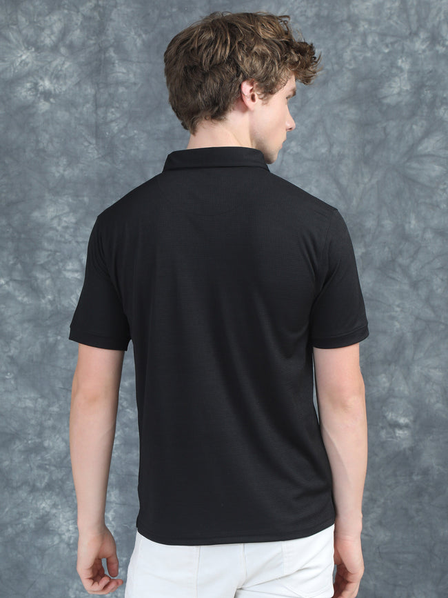 Men Cubic Polo Black T-Shirt