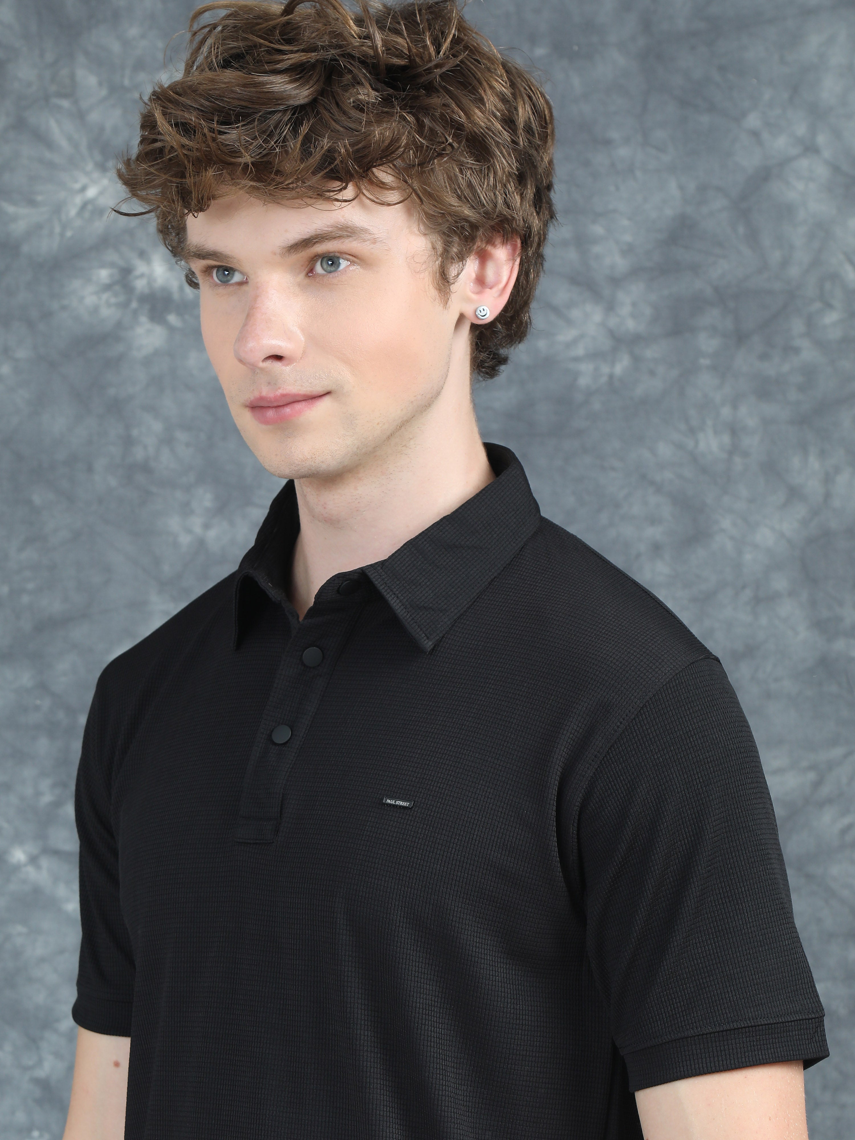 Men Cubic Polo Black T-Shirt