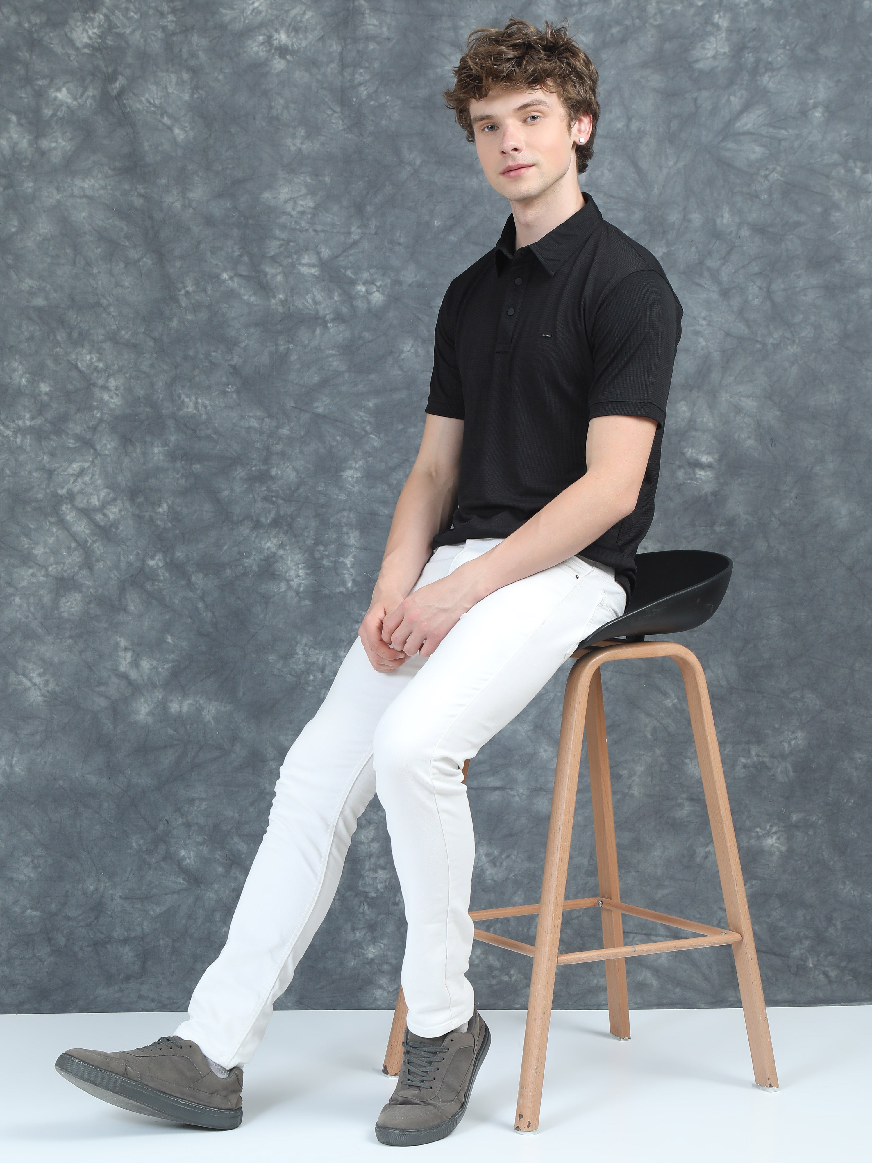 Men Cubic Polo Black T-Shirt