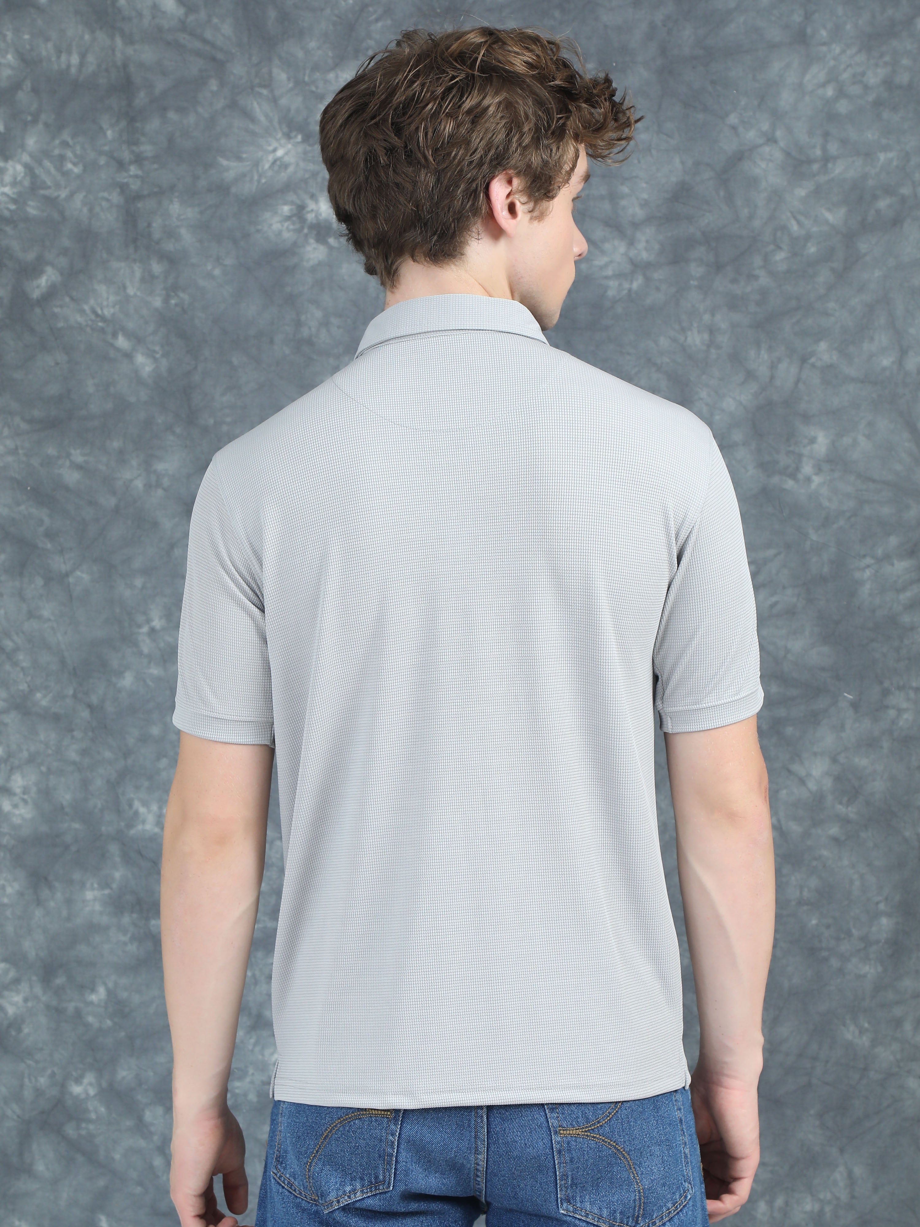 Men Cubic Polo Grey T-Shirt