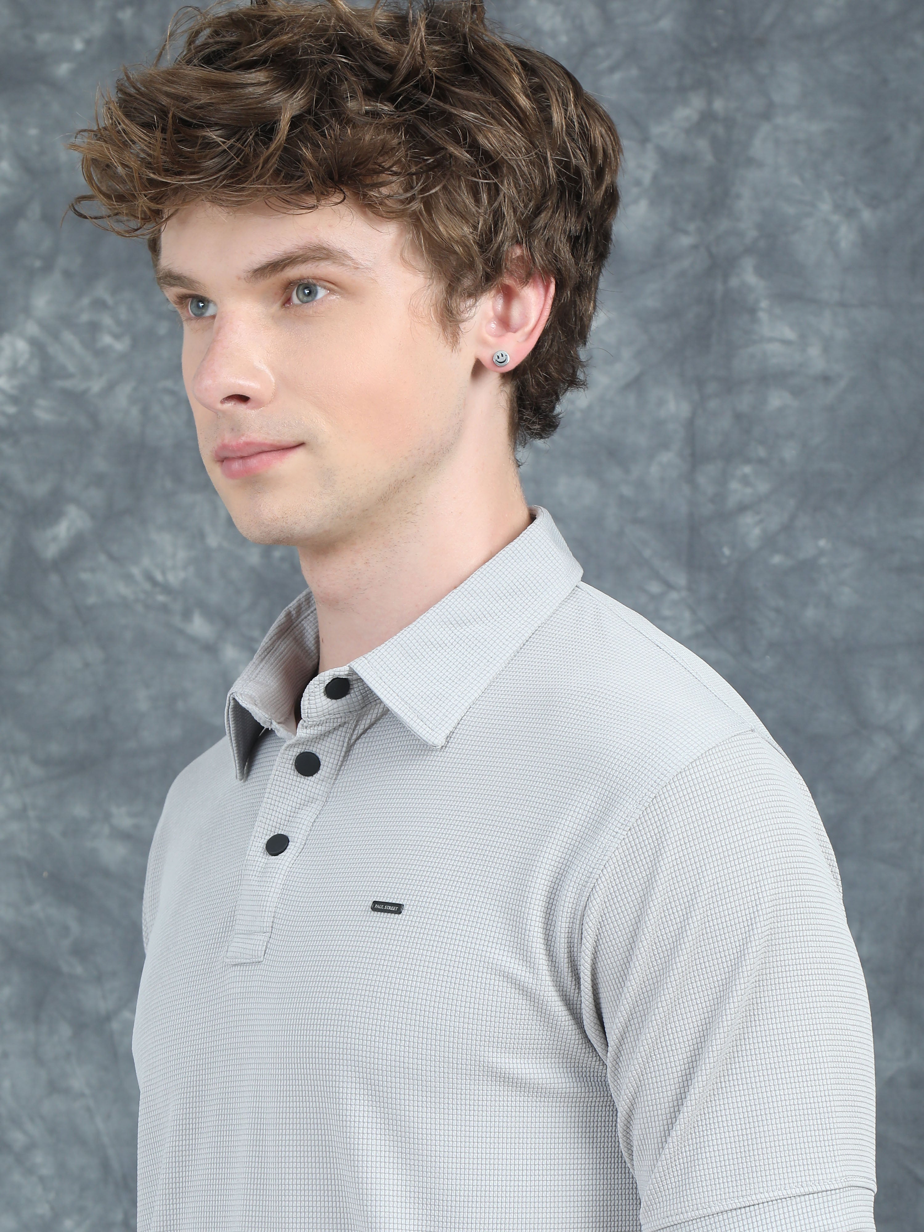 Men Cubic Polo Grey T-Shirt