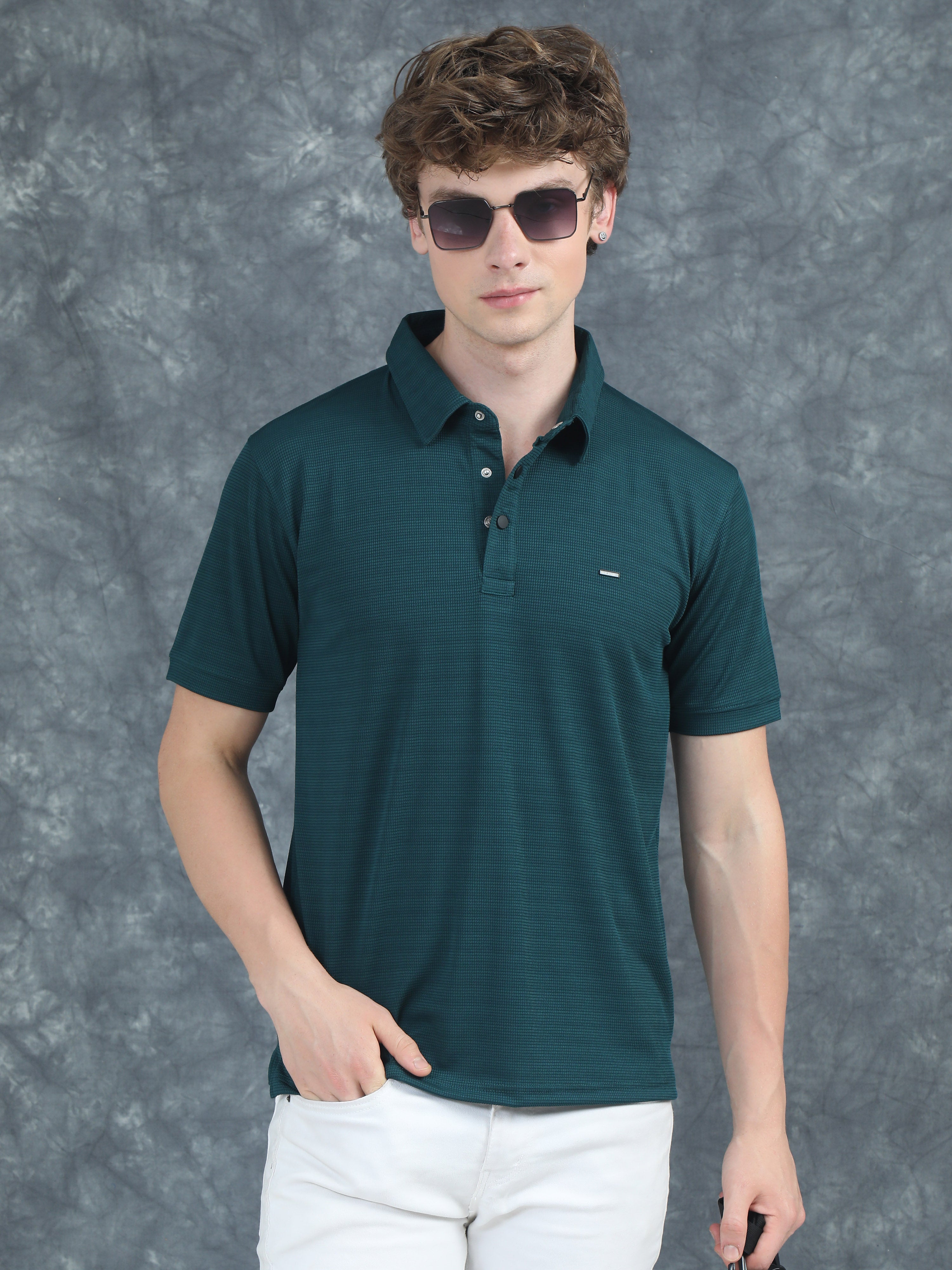 Men Cubic Polo Olive T-Shirt