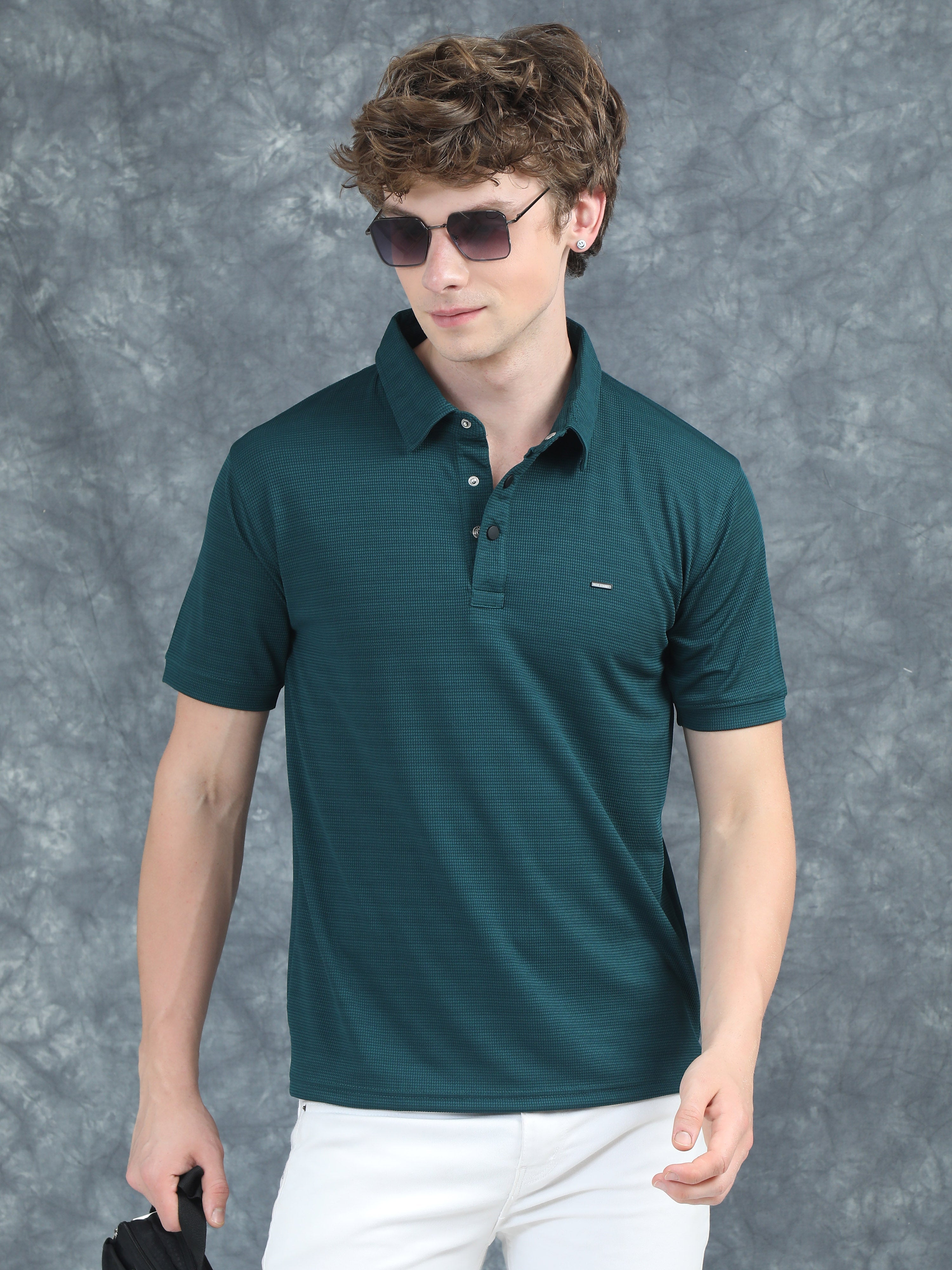Men Cubic Polo Olive T-Shirt