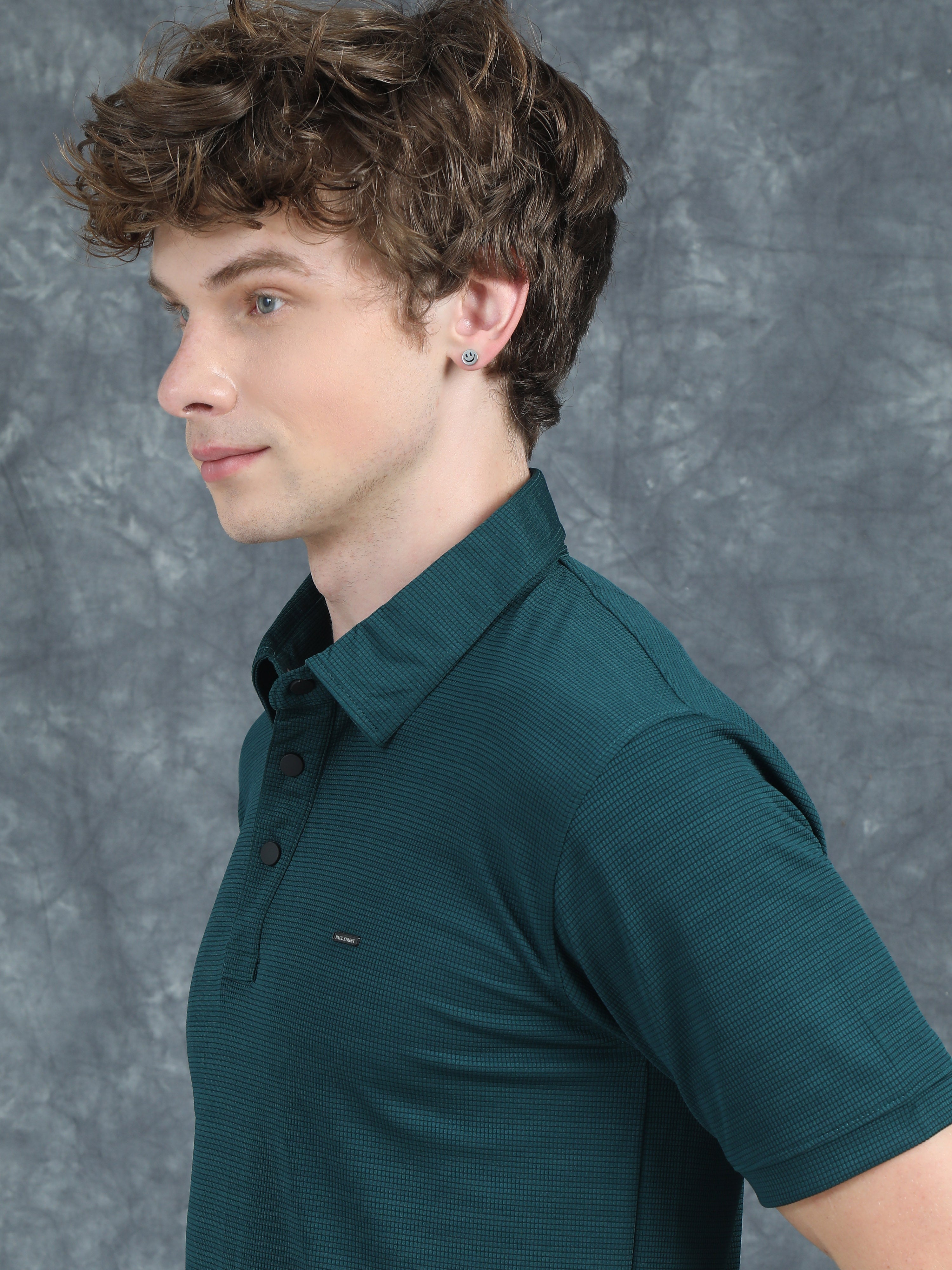 Men Cubic Polo Olive T-Shirt