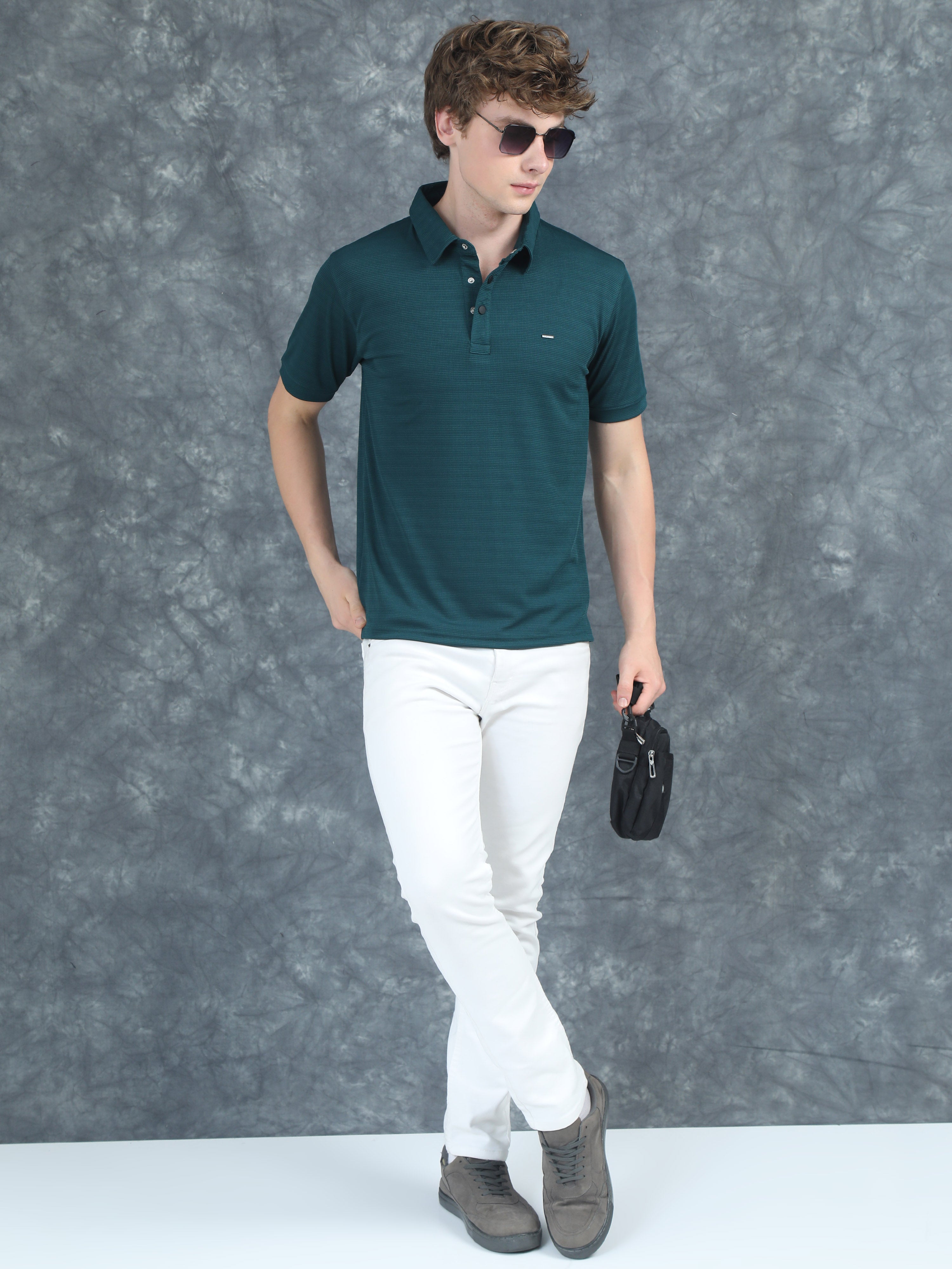 Men Cubic Polo Olive T-Shirt