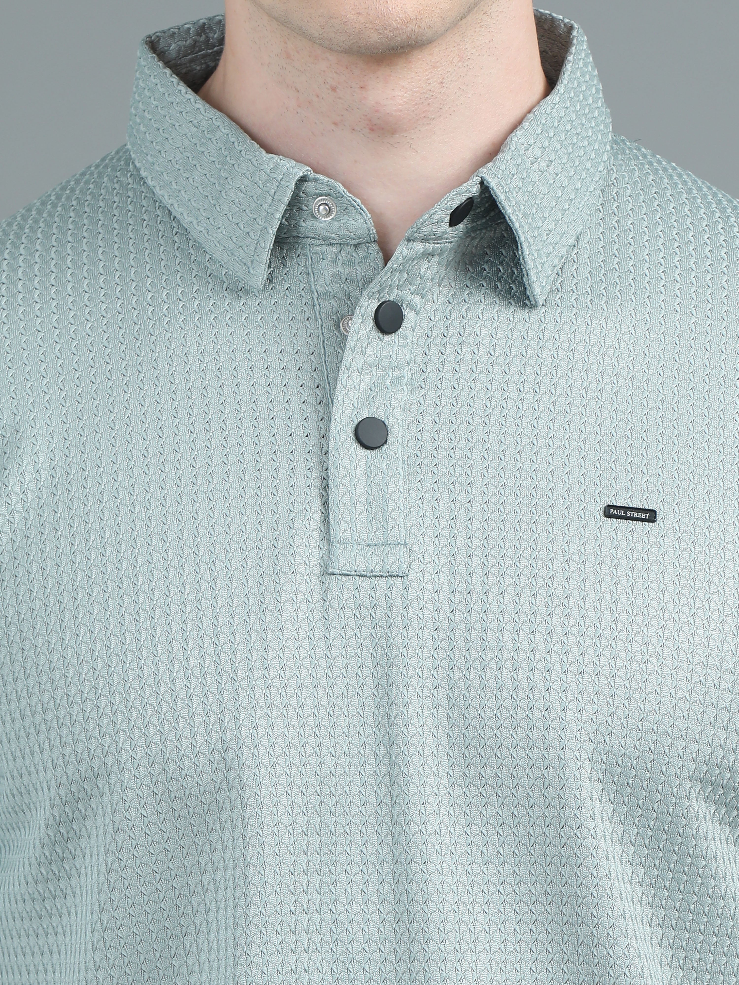 Men Ripple Polo Green T-Shirt