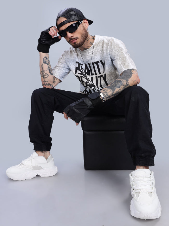 Men Reality Oversized Blue T-Shirt
