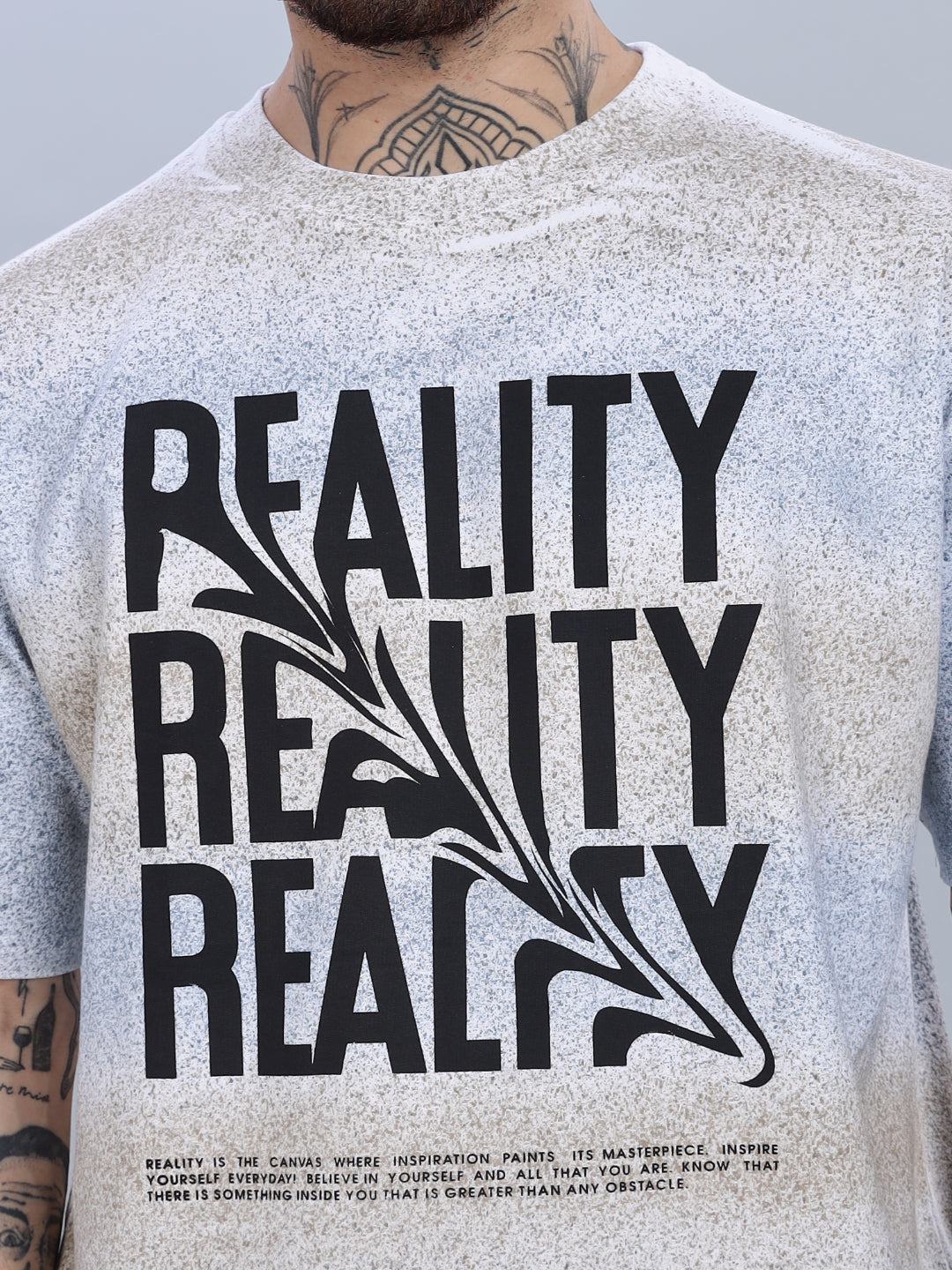 Men Reality Oversized Blue T-Shirt