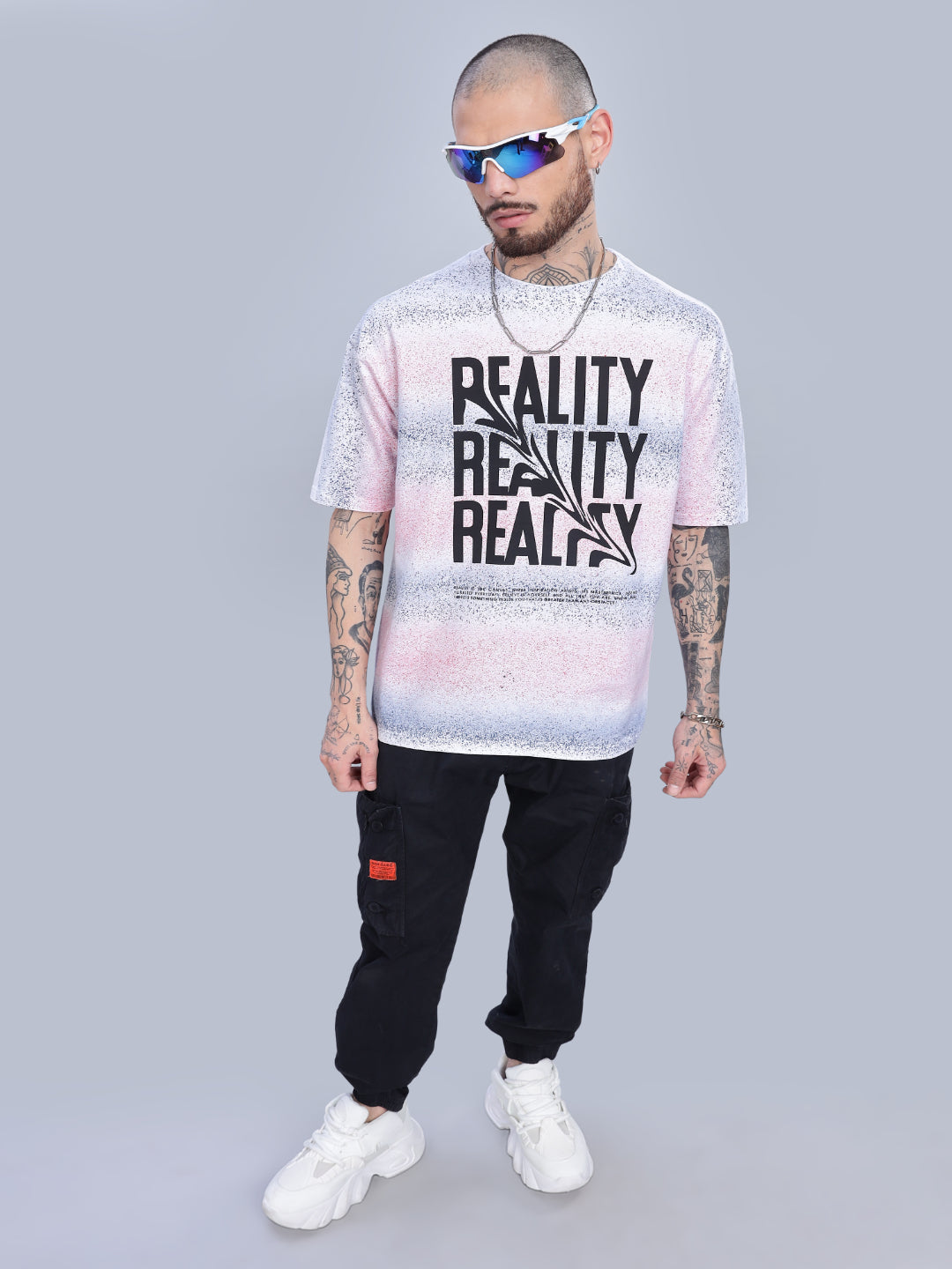 Men Reality Oversized Pink T-Shirt