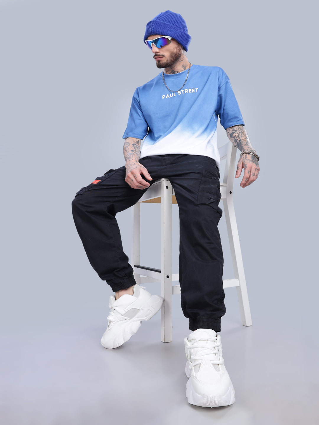Men Half Hue Oversized Orange T-Shirt